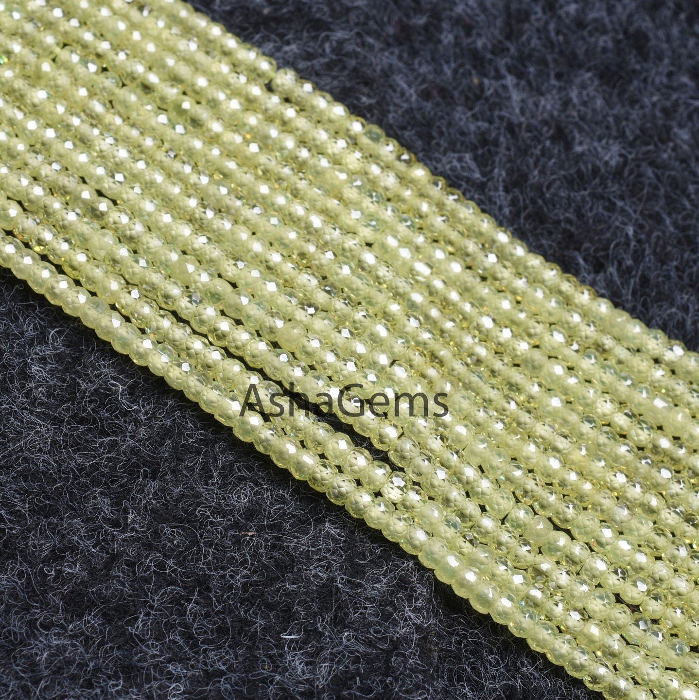 Beautiful Light Green Zircon Micro Faceted Gemstone Beads 3 mm, AAA Cubic Zircon Bead, Pistachios green Machine Cut Beads,13" Strand Jewelry