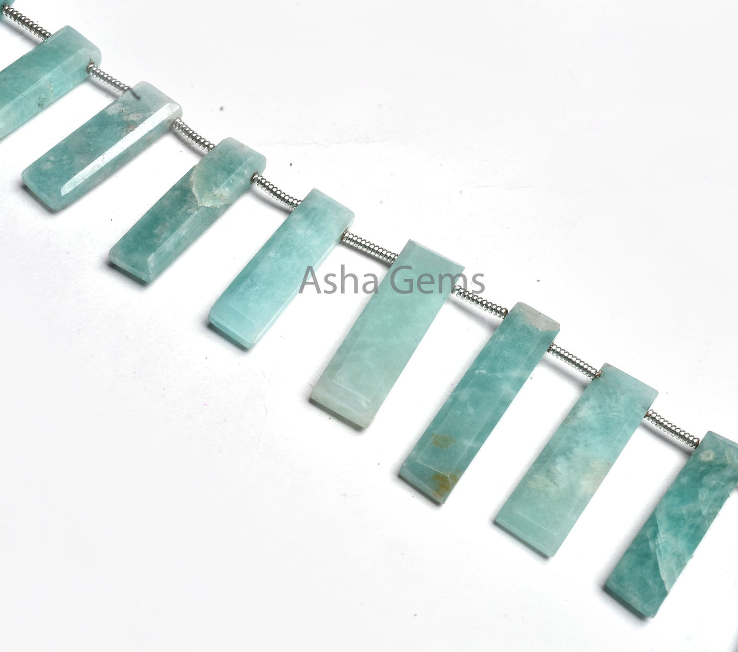 Blue Amazonite Long stick shape Gemstone Beads,9" Strand Natural Amazonite Faceted Long Slice Uneven Beads, Flat Briolette Bead Jewelry SALE