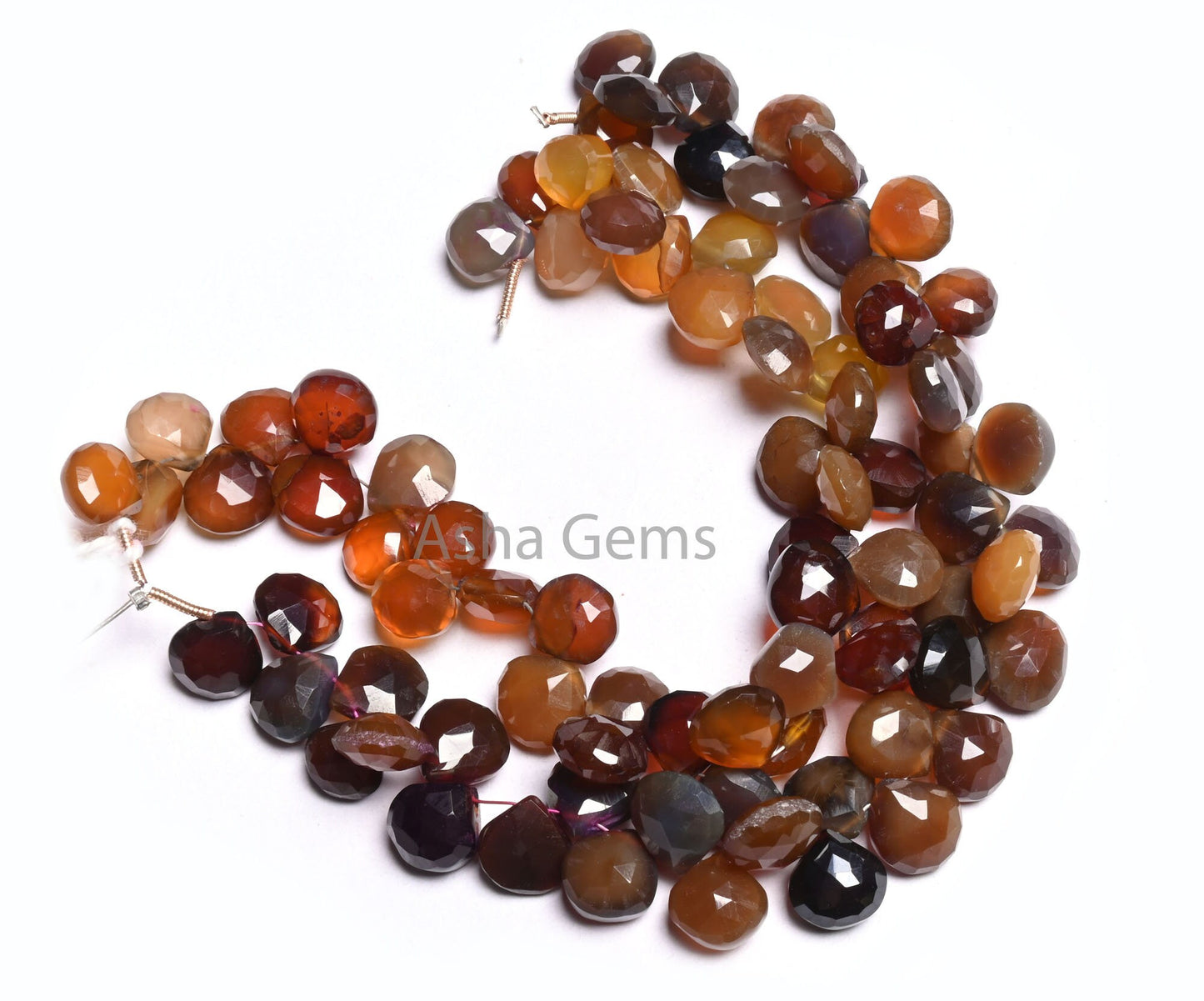 Fine Quality Shaded Dusky Brown Chalcedony Faceted Heart Shape Beada,7.5" Chalcedony Heart Briolette Gemstone Bead Jewelry Making Craft SALE