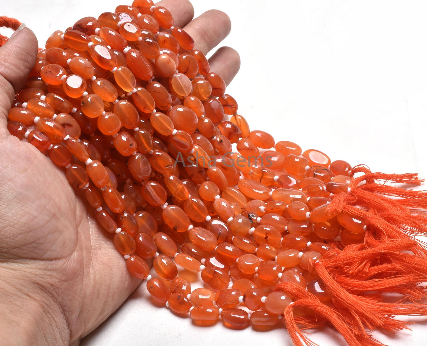 Beautiful Carnelian Smooth Oval shape Uneven Handmade Beads,10" Red Orange Carnelian Oval Straight Drill Gemstone Smooth Bead Jewelry Crafts