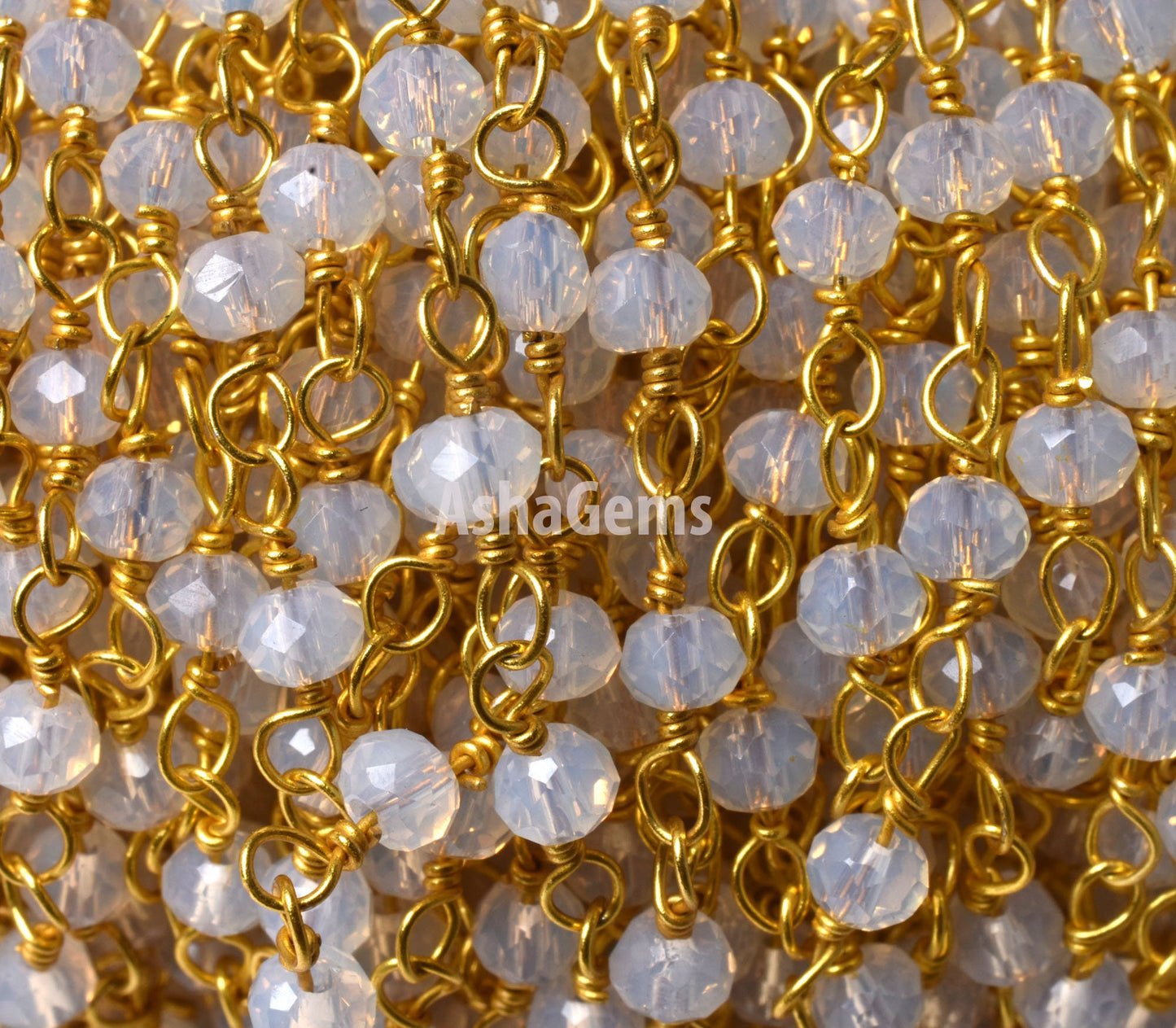 Rainbow Moonstone Hydro Beads Rosary Chains,3,5,10,25,50 Ft Roll Bulk,Beautiful Gold Plated Wire,Faceted Rondelle Beads Chain,jewelry Making
