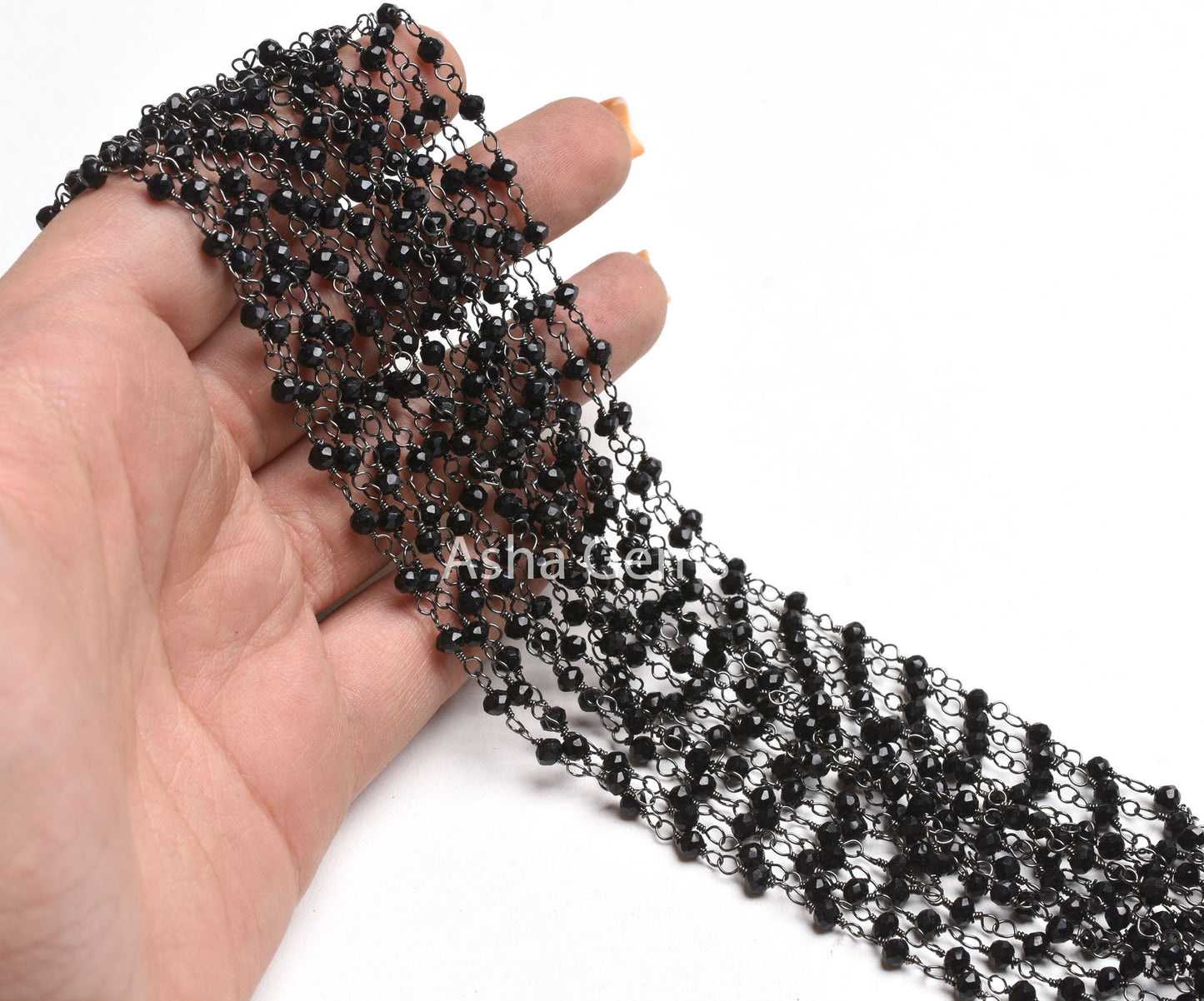 3,5,10,25,50 Feet,Gunmetal Black Spinel Hydro Faceted Rondelle Beaded Rosary Chain,Jewelry Making, Finding, Wire Wrapped Chain,3-3.5mm,Chain