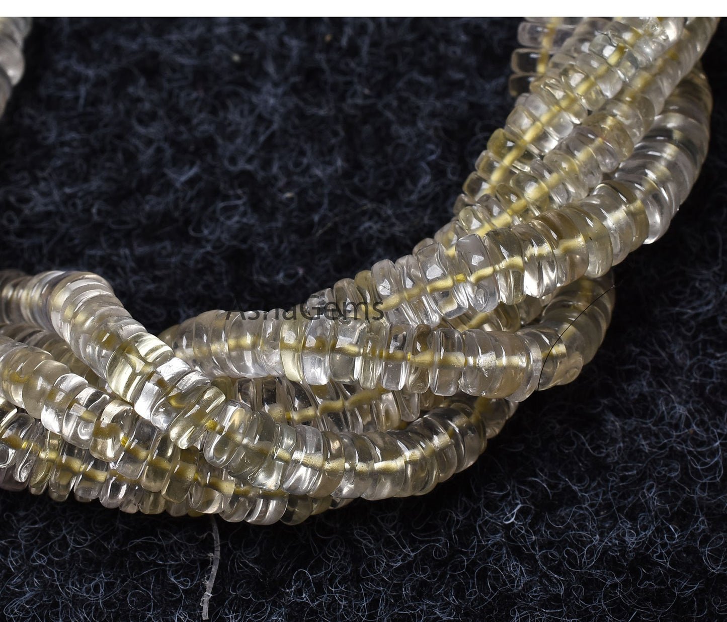 Amazing Lemon Quartz Smooth Wheel Shape Beads, Natural Light Yellow Heishi Tyre Gemstone Beads Flat Tyre Beads For Jewelry Making Craft SALE
