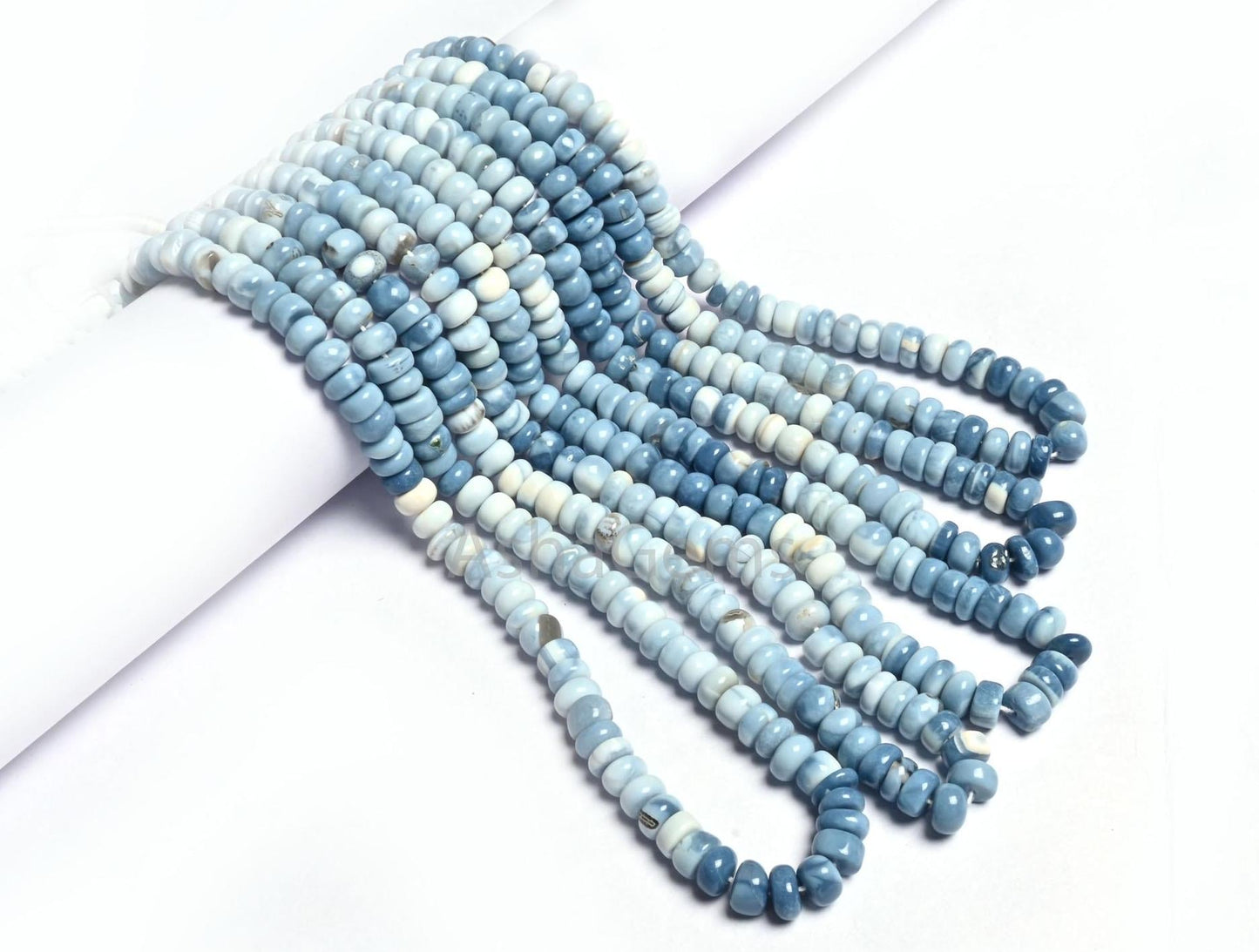 Beautiful Blue Oregon Opal Smooth Gemstone Beads, Shaded Blue White Opal Plain Handmade Rondelle Uneven Beads, Pigeon blue Opal jewelry SALE