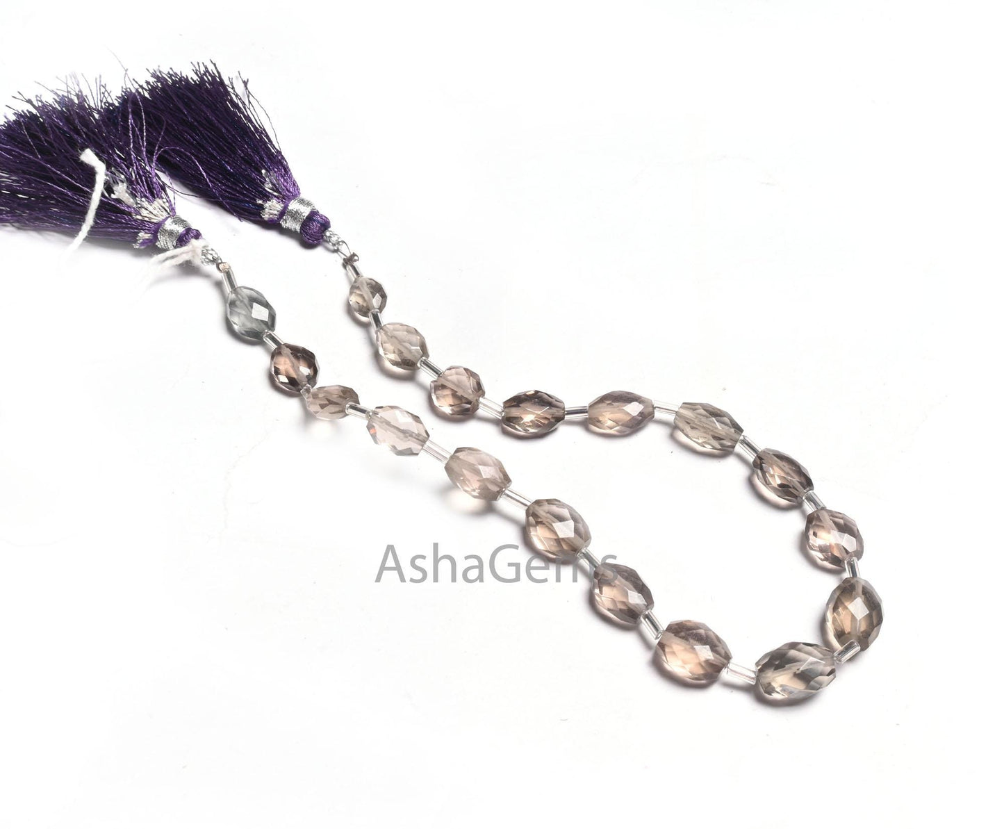 Beautiful Light Grey Quartz Hydro Fancy Puff Oval faceted Beads,10"Smoky Color Grey Hydro Oval Briolette Checker Cut Bead Jewelry Craft SALE