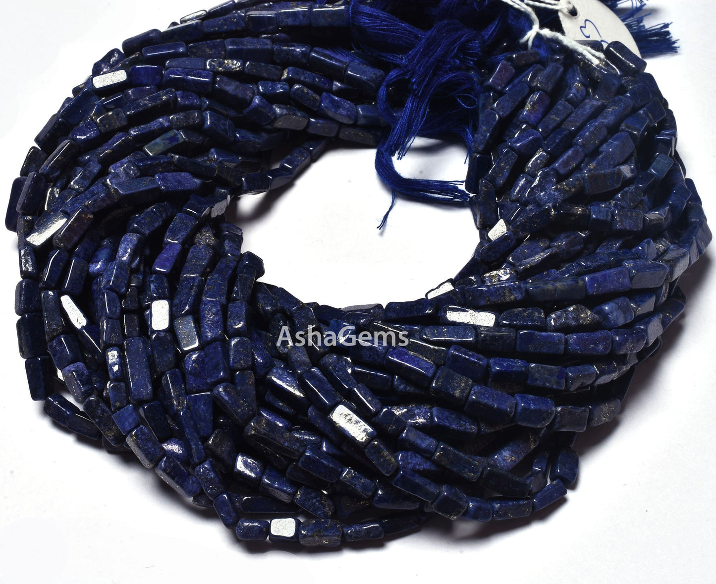 Natural Lapis Lazuli Smooth Rectangle Beads, Amazing Blue Lapis Handmade Rectangle Gemstone Beads Straight Drilled Lapis Beads For Jewelry