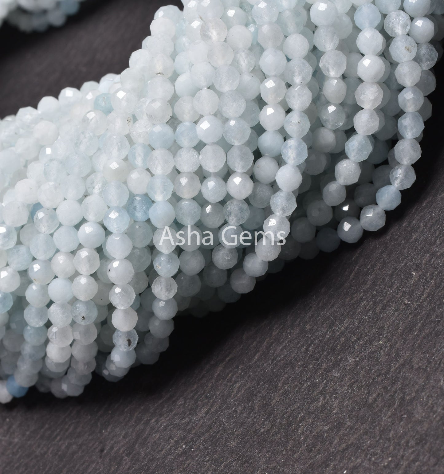 4mm Aquamarine Faceted Round Shape Beads, Natural Light Aqua Blue Aquamarin Micro Cut Round Ball Gemstone Beads Aquamarine Bead Jewelry SALE