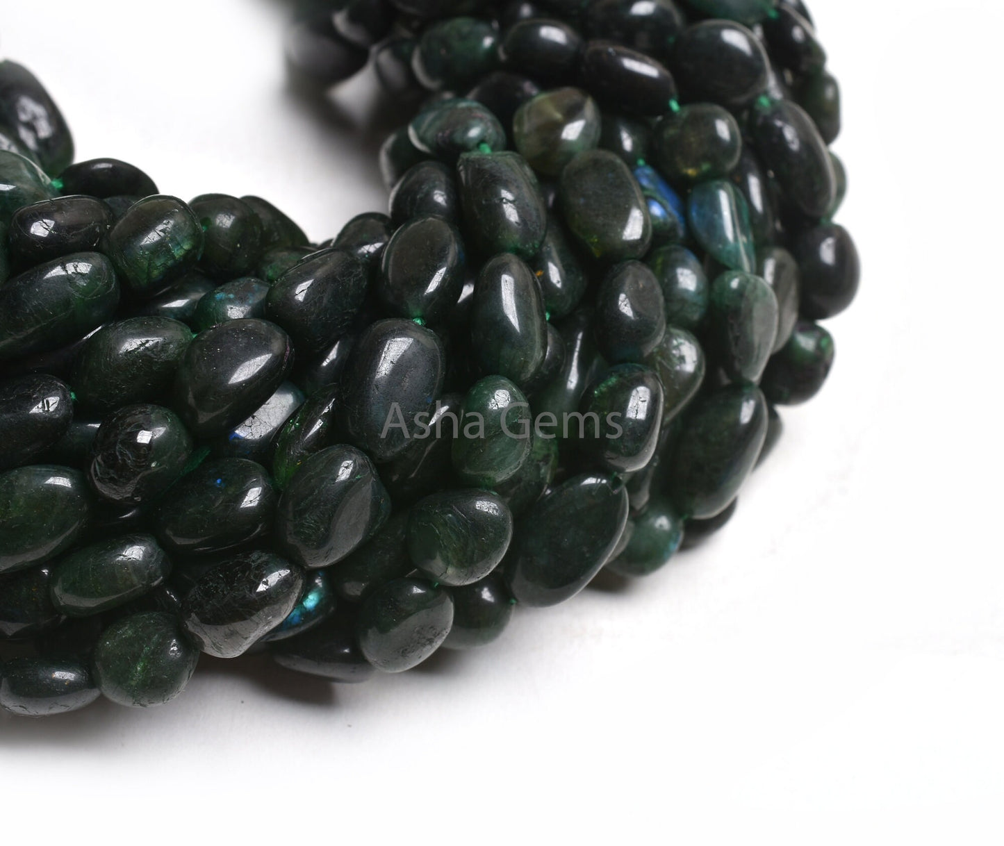 Beautiful Green Coated Labradorite Smooth Nugget Beads, Fine Labradorite Plain Handmade Uneven Tumble Straight Drill Gemstone Beads Jewelry (AG 22288)