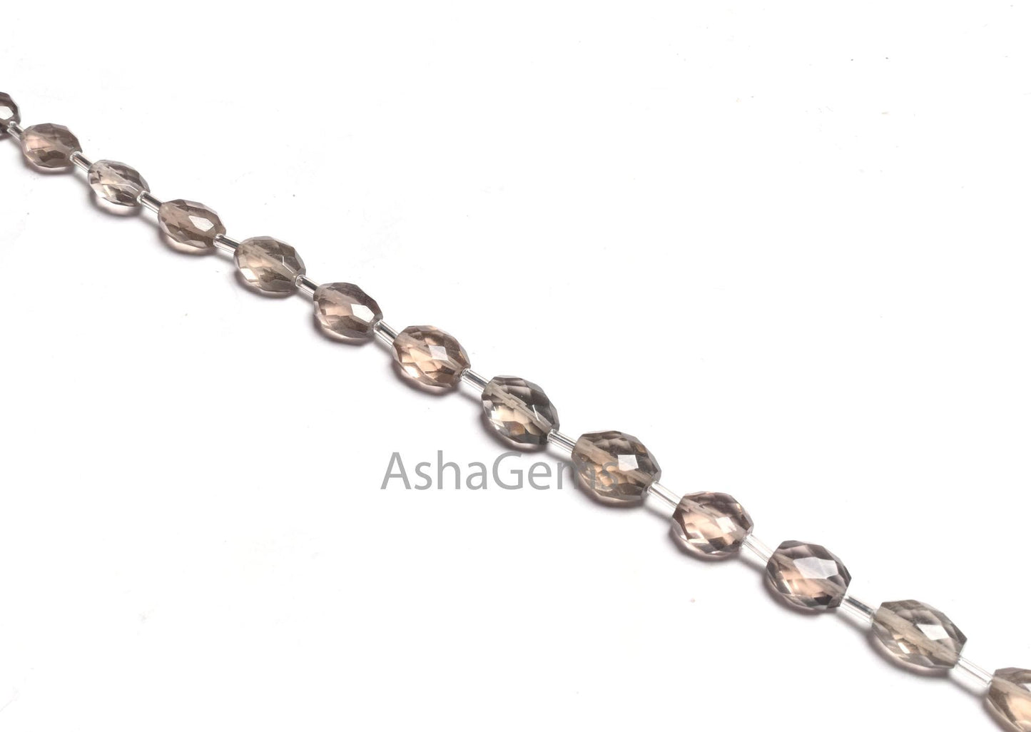 Beautiful Light Grey Quartz Hydro Fancy Puff Oval faceted Beads,10"Smoky Color Grey Hydro Oval Briolette Checker Cut Bead Jewelry Craft SALE