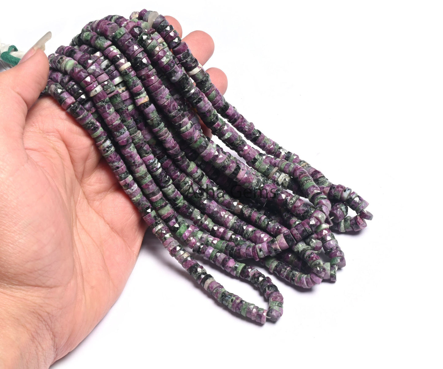 Natural Ruby Zoisite Faceted Heishi tyre Beads, Fine Ruby Zoisite Wheel Shape Beads Gemstone Flat Tyre Beads Necklace Jewelry Making Crafts
