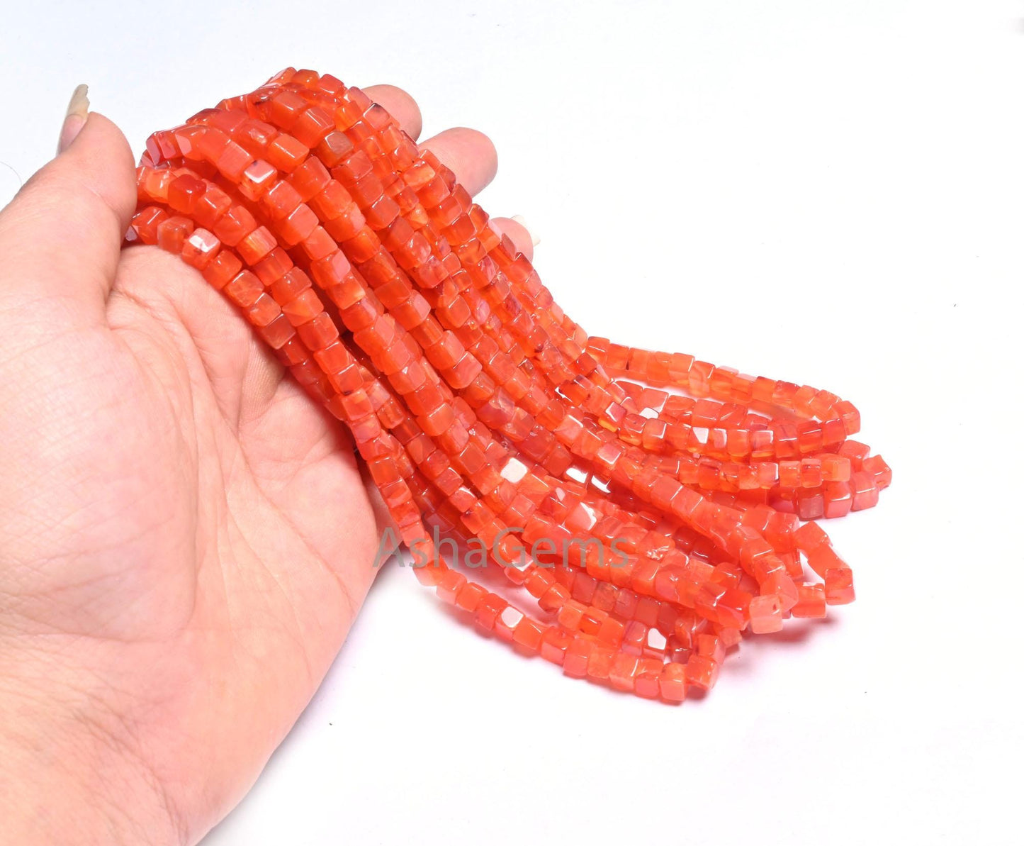 Beautiful Fine Orange Carnelian Smooth Box Gemstone Beads, Natural Carnelian Plain Handmade 3D Cube Box Carnelian Beads Jewelry making Craft
