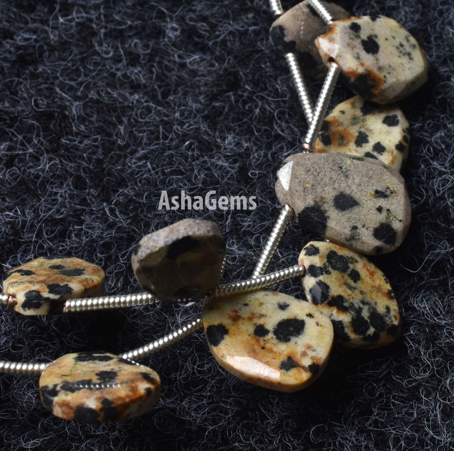 Natural Dalmatian Jasper Faceted Briolette Beads,6" Strand Dalmatian Jasper fancy Shape Flat Gemstone Beads, Jasper Uneven Shape Beads SALE
