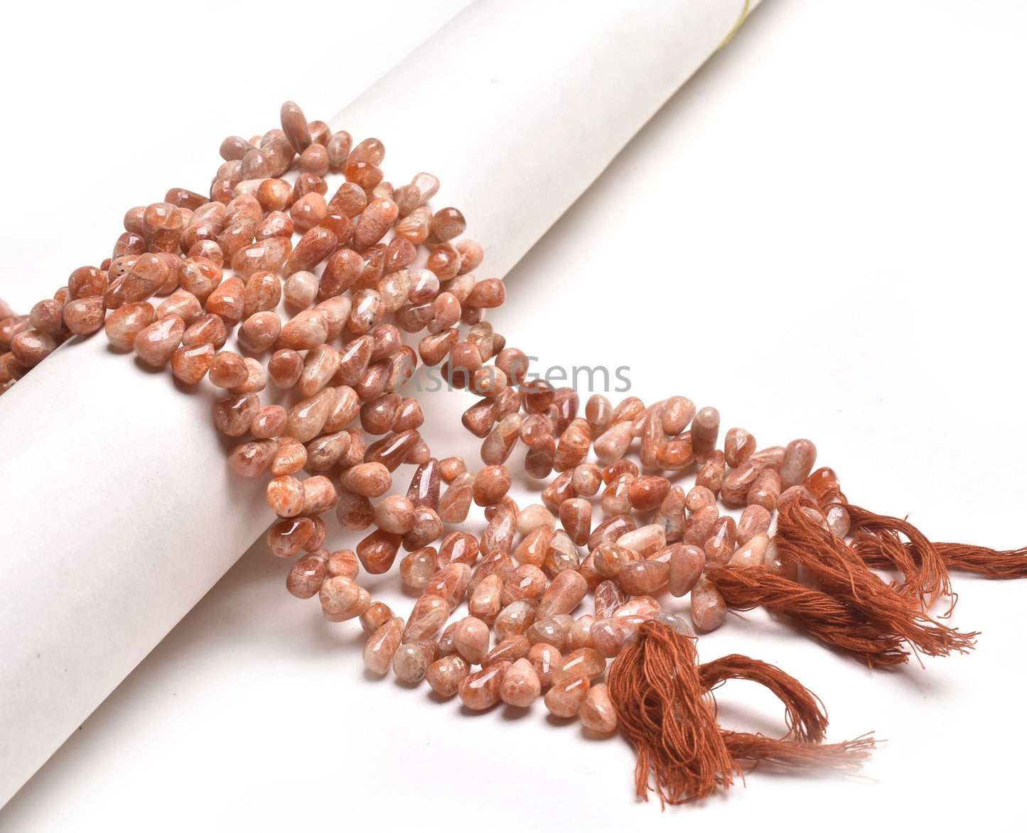 Natural Sunstone Smooth Drop Shape Gemstone Beads,13" Red Sunstone Plain Handmade Uneven Teardrop Bead Sunstone Bead Handicraft Jewelry SALE