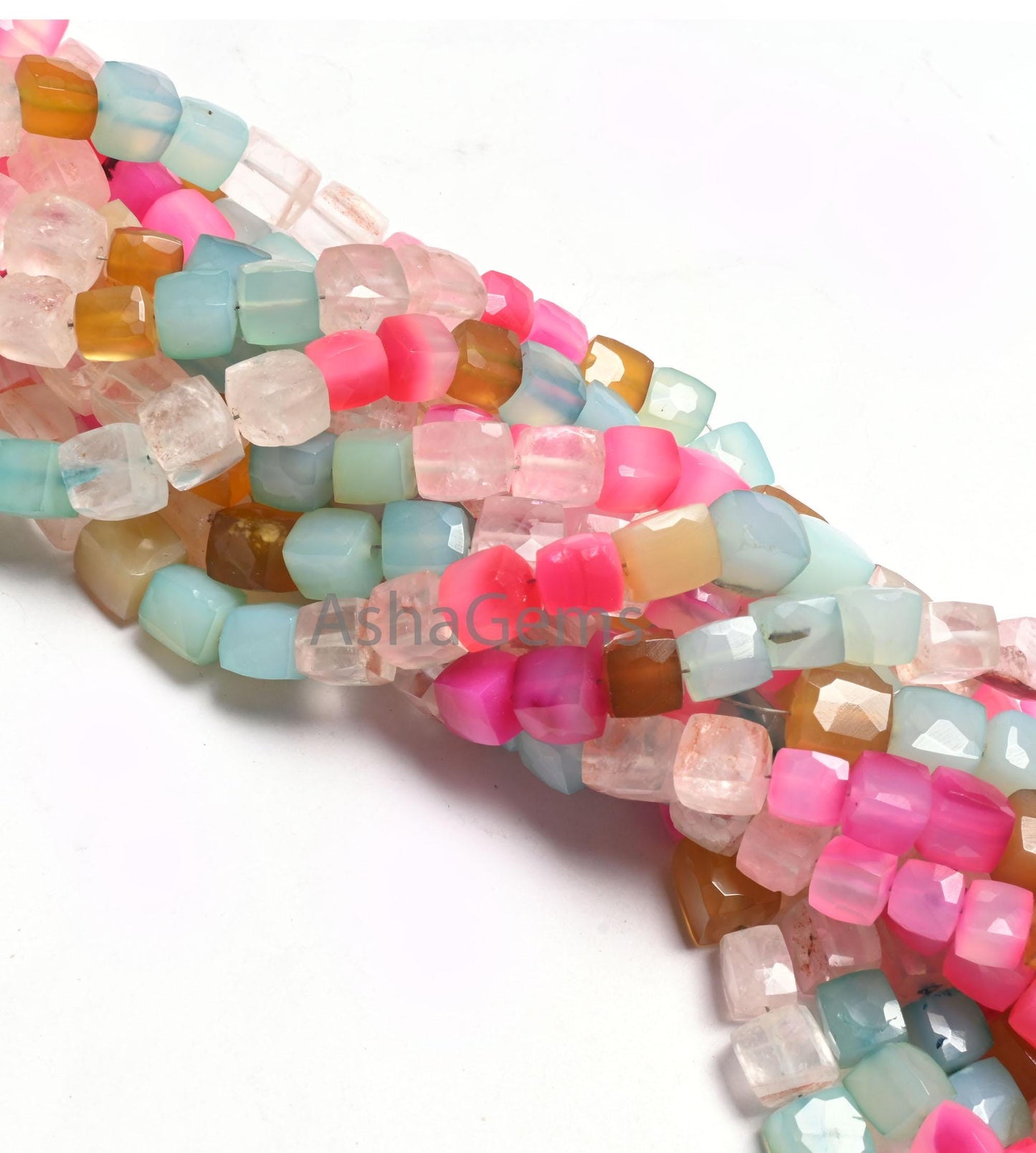 Beautiful Multi Color Chalcedony Faceted 3D Cube Box Gemstone Beads,8" Shaded Chalcedony Box Shape Disco Chalcedony Beads Jewelry handicraft