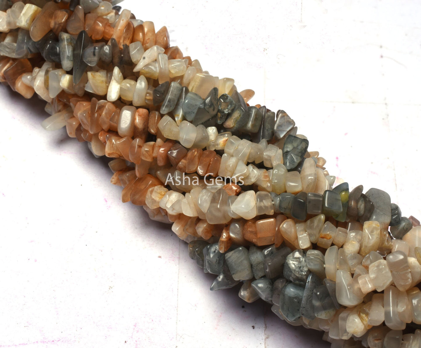 34"Strand Natural Multi Moonstone Uncut Chips Gemstone Beads, Moonstone Smooth Raw Rough Beads Multi Color Moonstone Uncut Chip Jewelry SALE