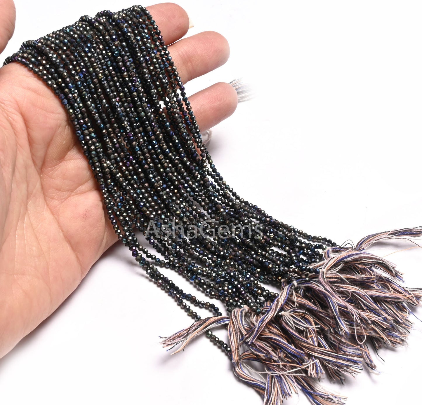 Natural Black Spinal Mystic Coated Micro Cut Tiny Gemstone Loose Beads, Spinel Disco Coated Faceted Rondelle Bead Spinal Jewelry Crafts SALE