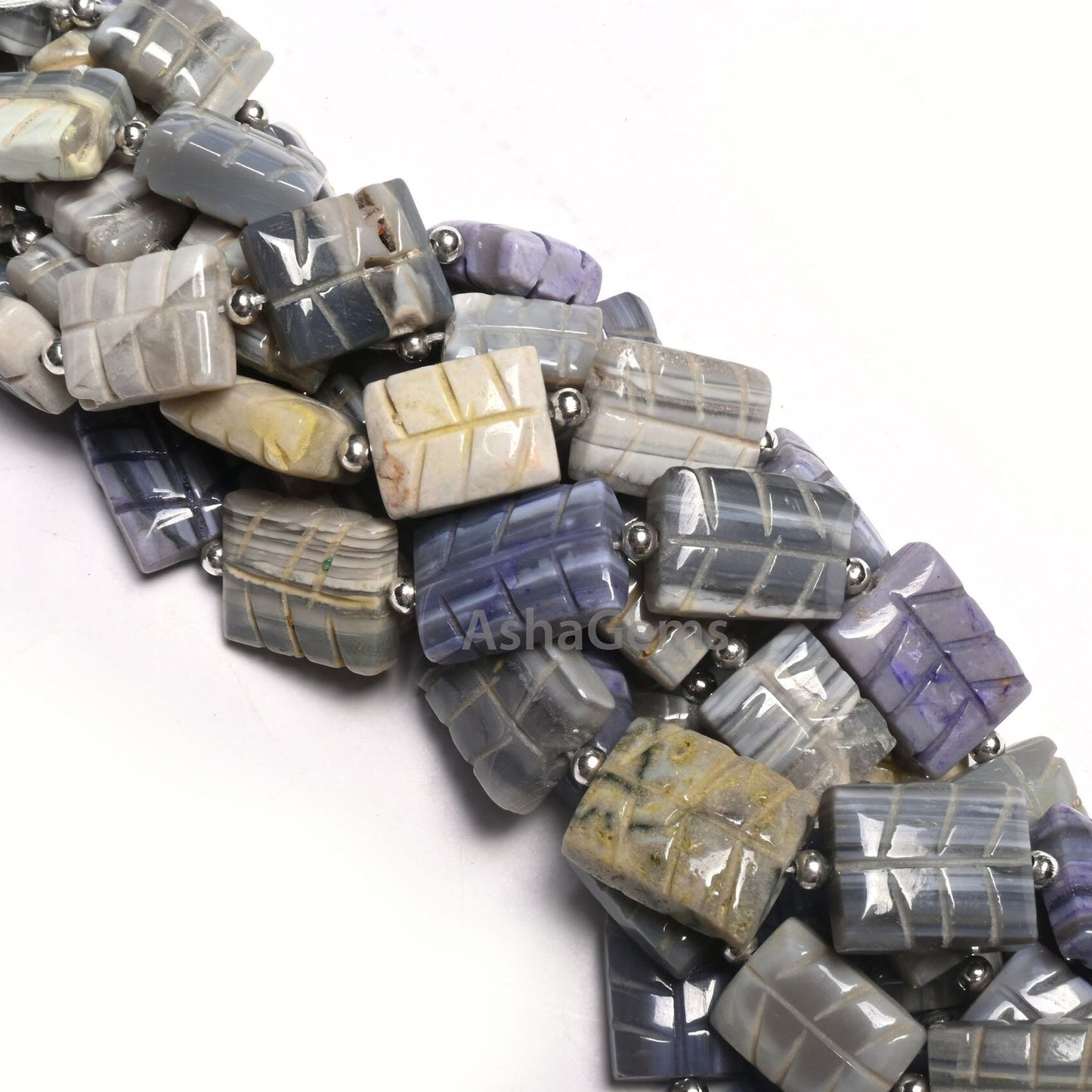 9" Shaded Grey Blue Opal carved Rectangle Shape Gemstone Beads, Opal carved Chicklet handmade Straight Drill Beads Jewelry making Craft SALE