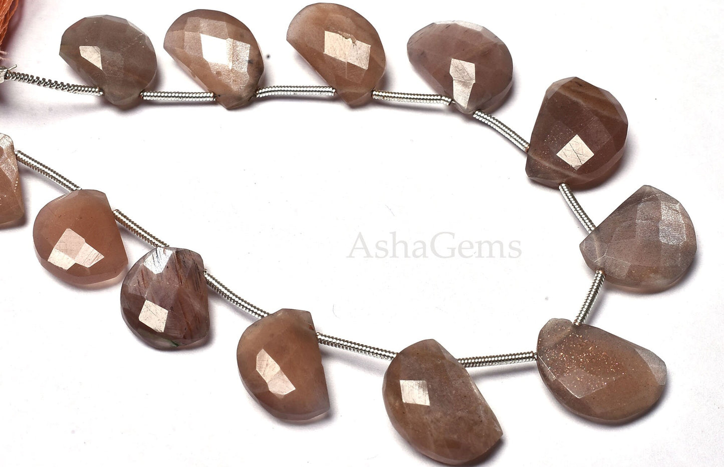 7"Strand Natural Chocolate Moonstone Beads,fancy D Shape Beads,Moonstone Faceted Beads, 10x14-10.5x15 mm Moonstone Checker Cut Bead Jewelry