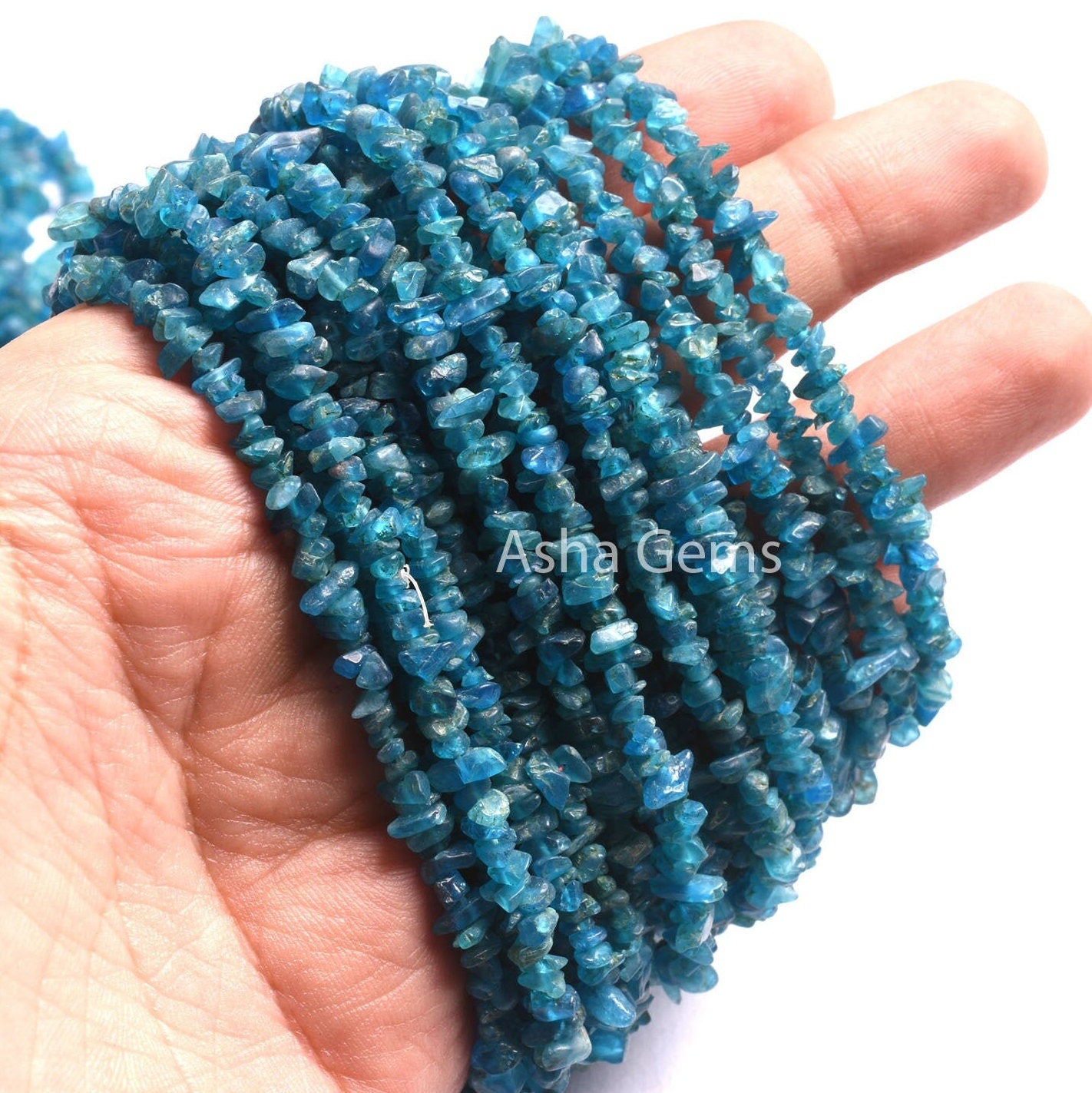 34" Strand Natural Neon Apatite Gemstone Uncut Chips Raw Beads Natural Semi Precious Blue Apatite Rough Smooth Nugget Beads For Jewelry SALE