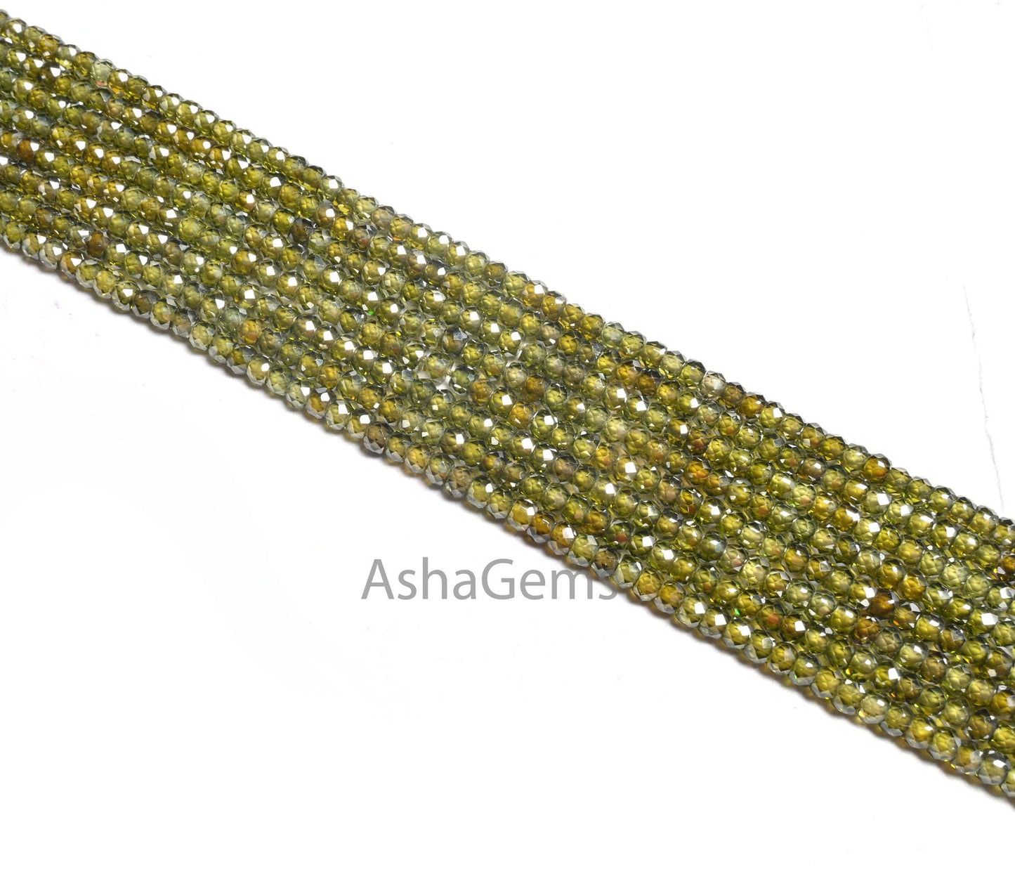 Beautiful Green Zircon Micro Faceted Beads,3.2 mm AAA Dark Olive Green Cubic Zirconia Machine Cut Rondelle Zircon Beads Jewelry Crafts SALE