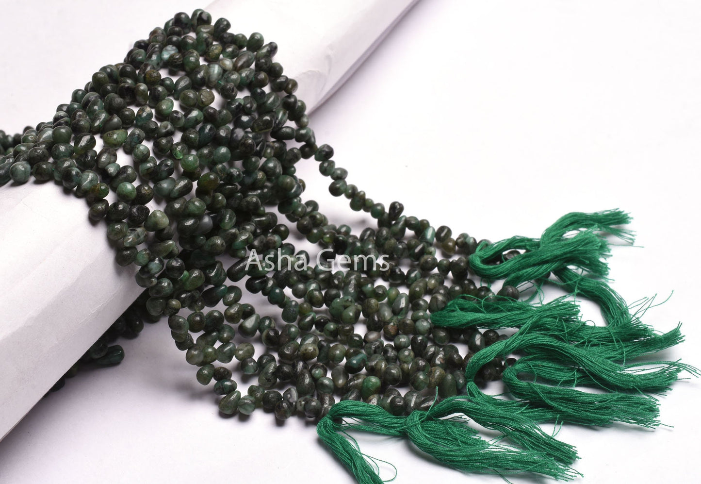 Emerald Smooth Drops Shape Gemstone Beads,13" Strand Natural Green Emerald Uneven Teardrop Handmade Beads, Side Drill Emerald Beads Jewelry