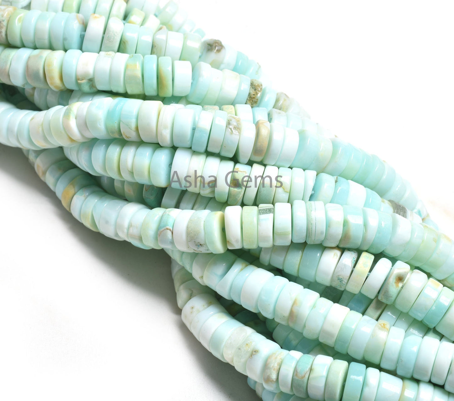 Shaded Sky Blue Opal Plain Handmade Tyre Gemstone Beads,8 mm Opal Smooth Wheel Shape Center Drill Beads, Blue Opal Bead Jewelry Craft SALE