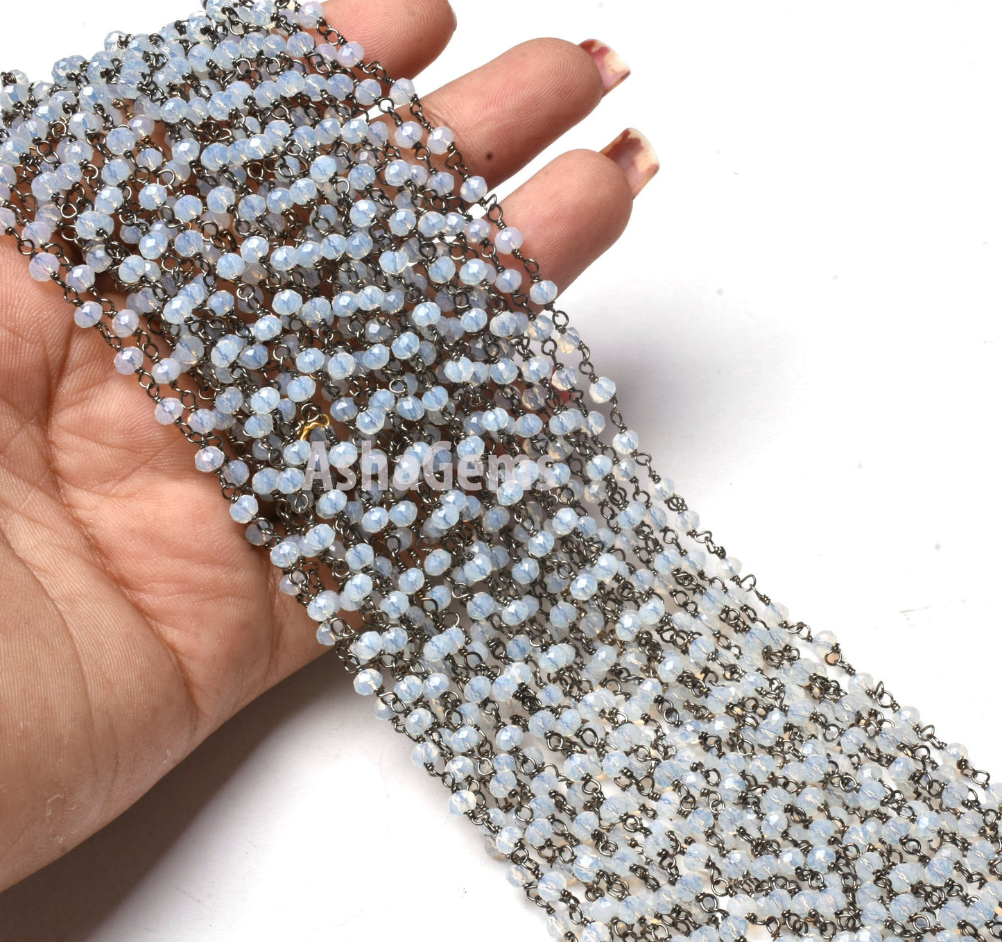3,10,25,50 Rainbow Moonstone Hydro Beads Chain Gunmetal Wire Wrap Bulk Roll Chain,3 mm Faceted Rondelle Beaded Rosary Chains Jewelry Finding