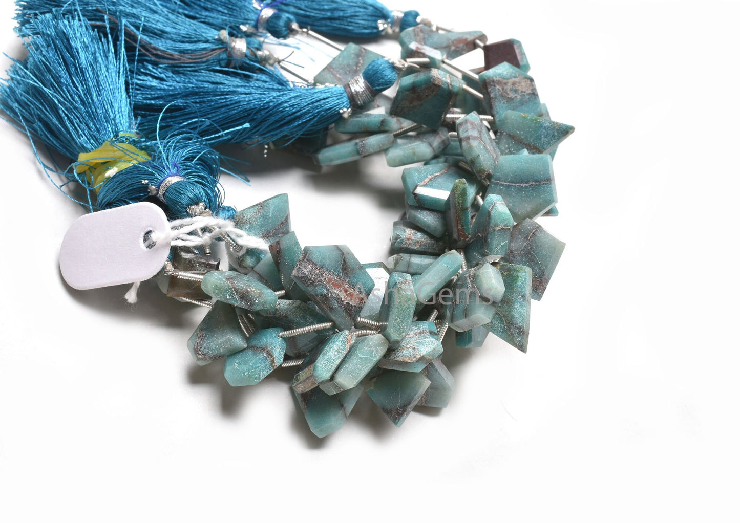 Chrysocolla Fancy Slice Shape Side Drill Gemstone Beads,11-16 mm Natural Blue Chrysocolla Flat Table Slice Faceted Bead Jewelry Making Craft