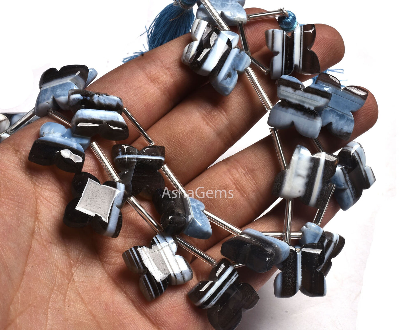 Amazing Blue Boulder Opal carving Flower Shape Gemstone Beads,7.5" Strand Boulder Opal Carve Fancy Beads, Blue Opal Handmade Carved Beads