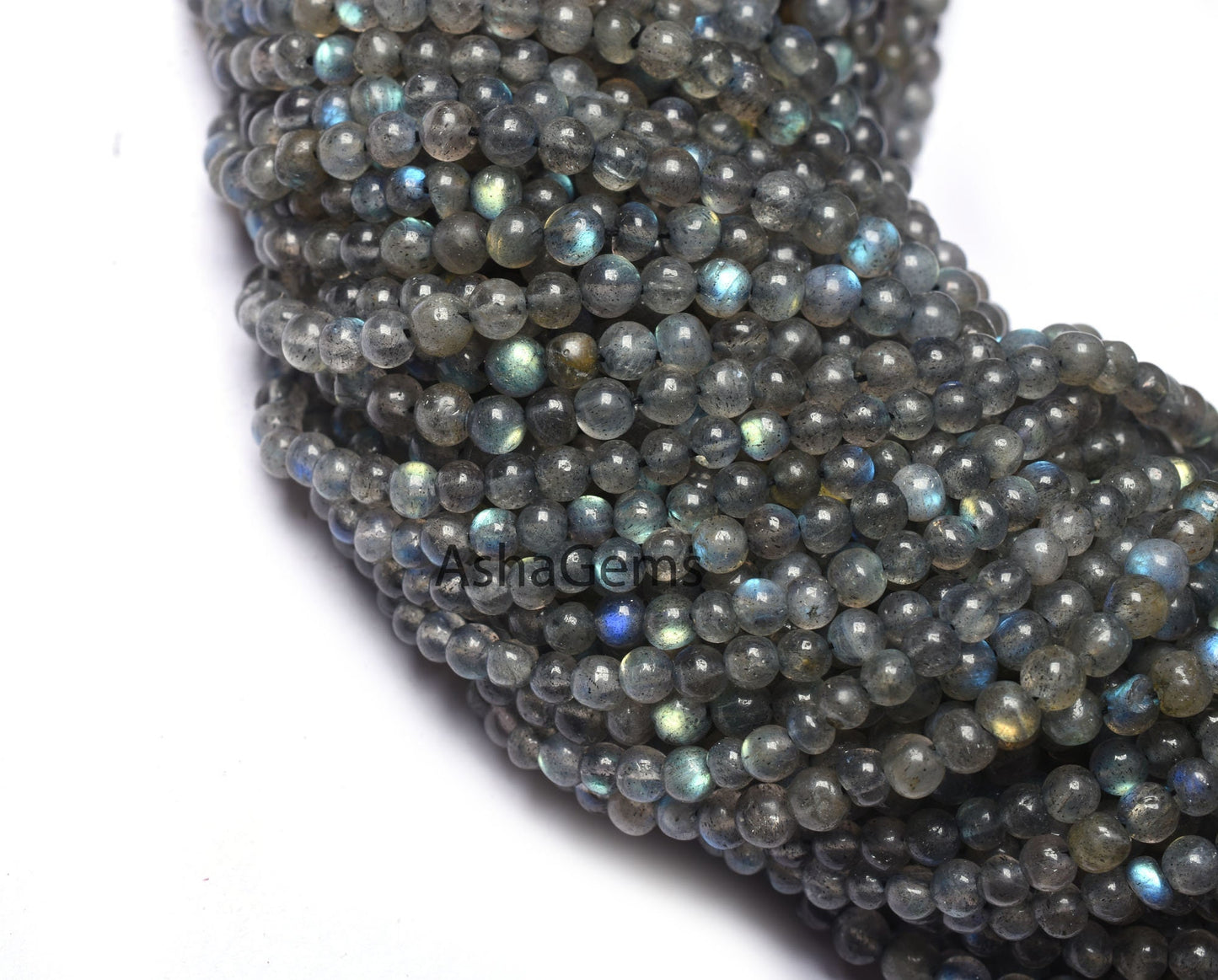 13"Strand Natural Blue Fire Labradorite Smooth Round Gemstone Beads,4 mm Black Rainbow Round Ball Beads Jewelry Craft Labradorite beads Sale