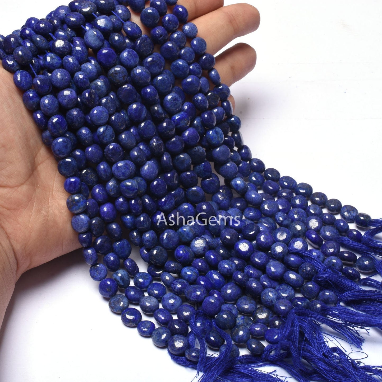beautiful Lapis Smooth Coin Shape Beads,13" Strand Natural Blue Lapis lazuli Plain Puff Coin Handmade Gemstone Beads Lapis Bead For Jewelry