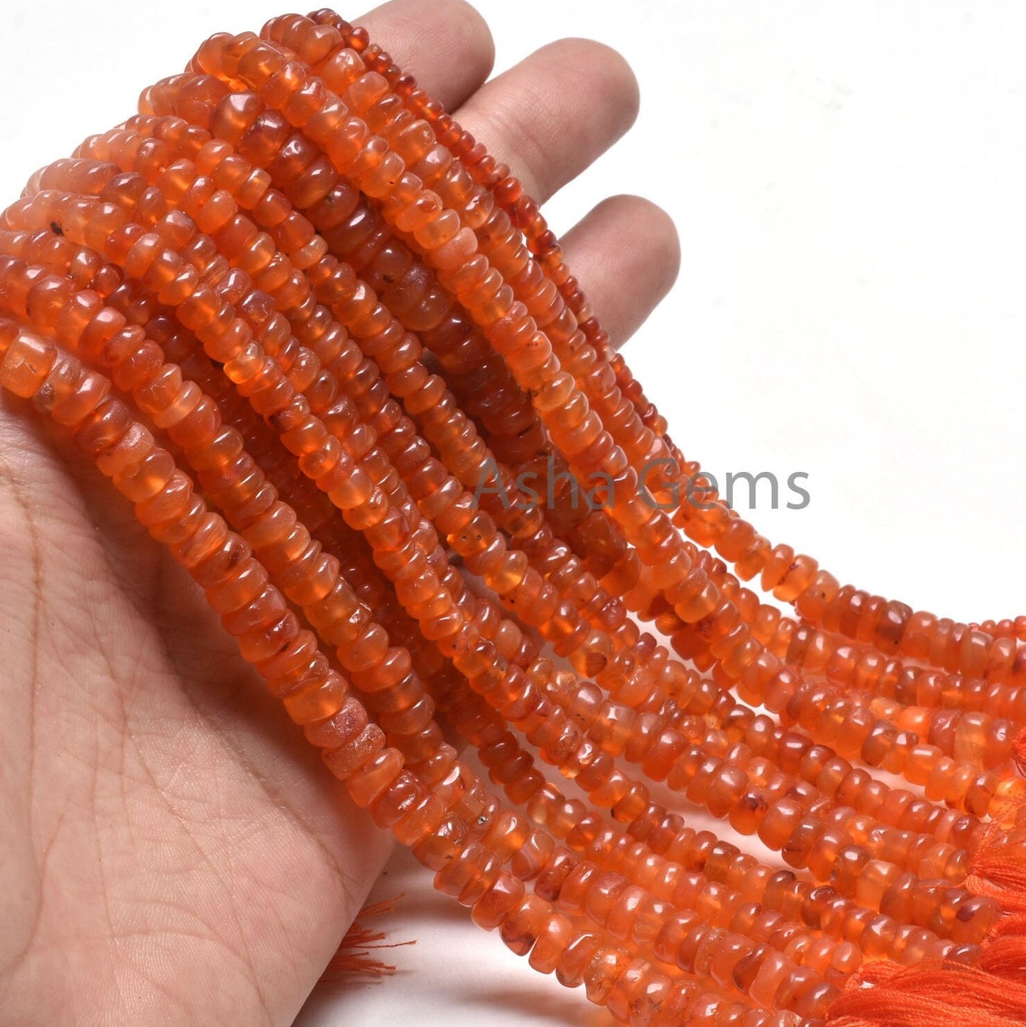 12"Strand Carnelian Smooth Beads, Orange Red Carnelian Plain Handmade Flat Rondelle Gemstone Beads, Carnelian Bead Jewelry Making Handicraft
