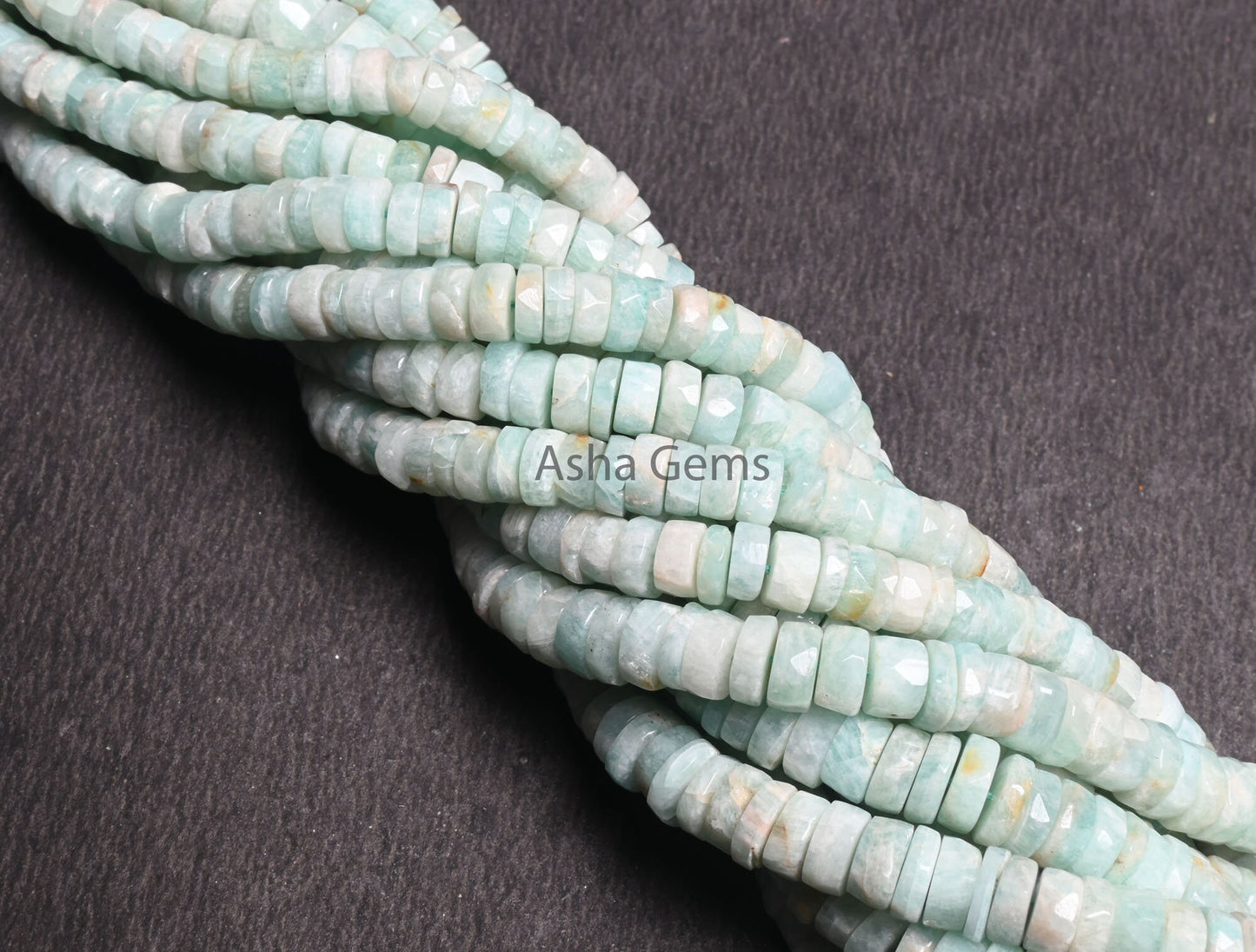Beautiful Blue Amazonite Faceted Heishi Tyre Flat Gemstone Beads, natural Amazonite Indian Cut Wheel Shape Amazonite Bead Jewelry Craft SALE