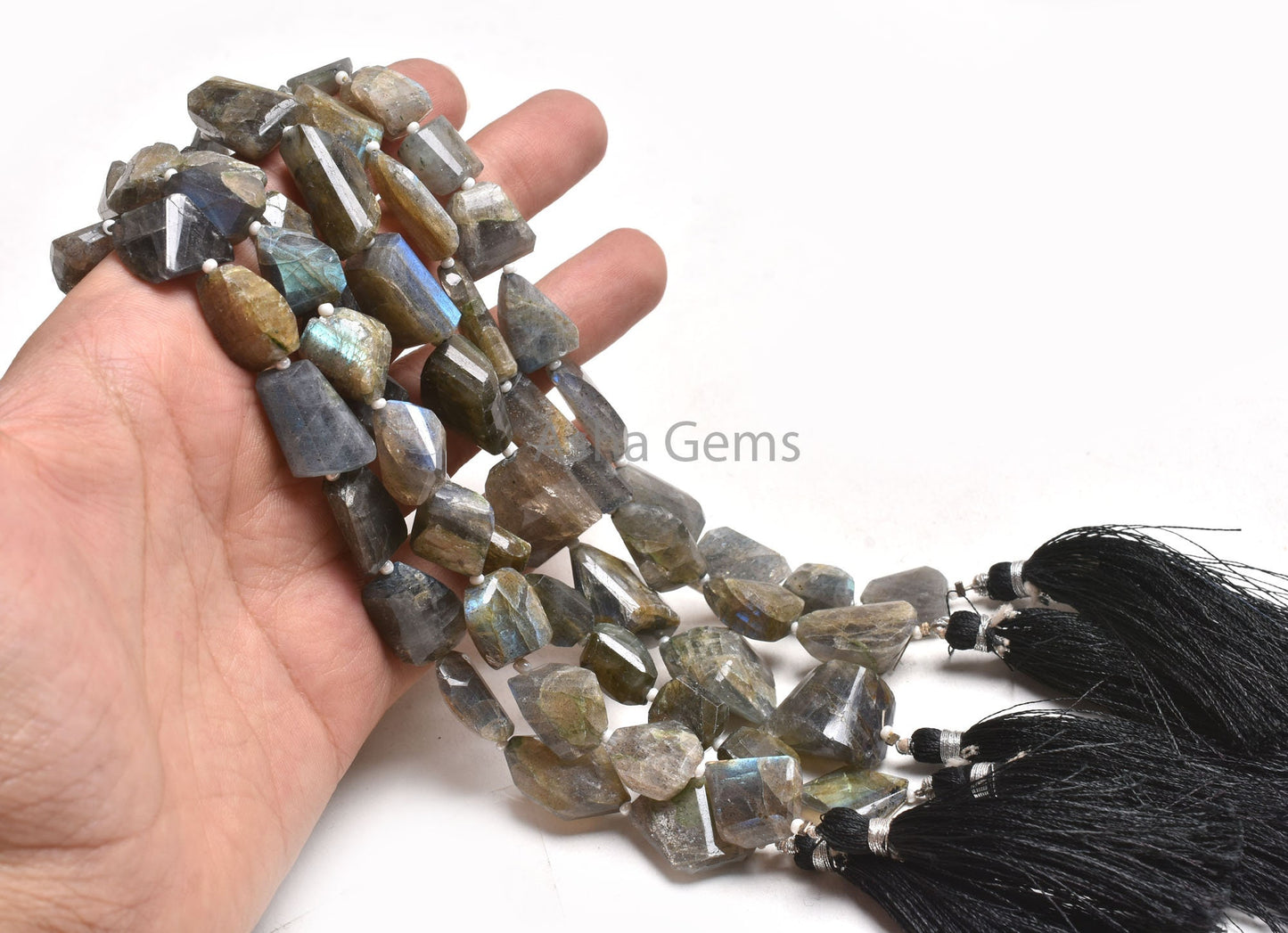 14" Strand Natural Labradorite Faceted Nugget Gemstone Beads, Multi Flash Labradorite Nugget Briolette Beads Black Rainbow Bead Jewelry SALE