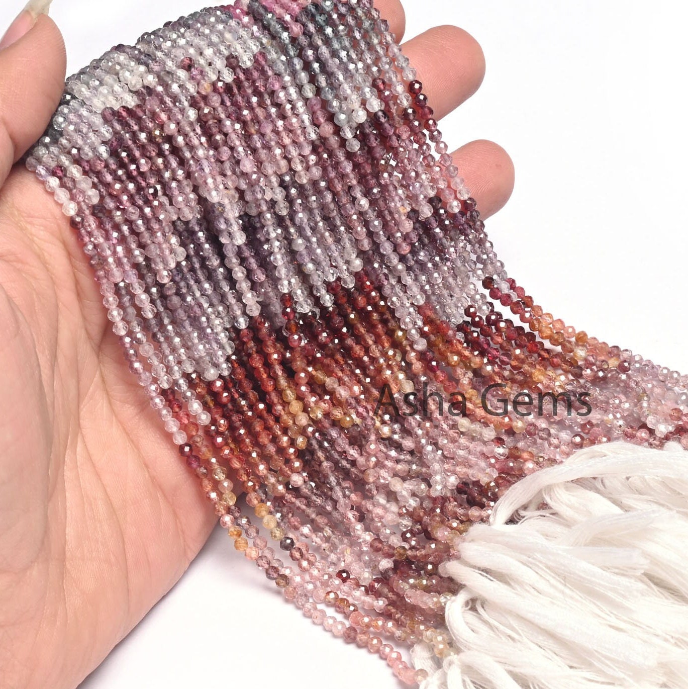 2.5mm Natural Multi Spinel Micro Cut Faceted Gemstone Beads, Genuine Spinel Machine Cut Rondelle Beads, Fine Real Spinal Bead Jewelry Crafts