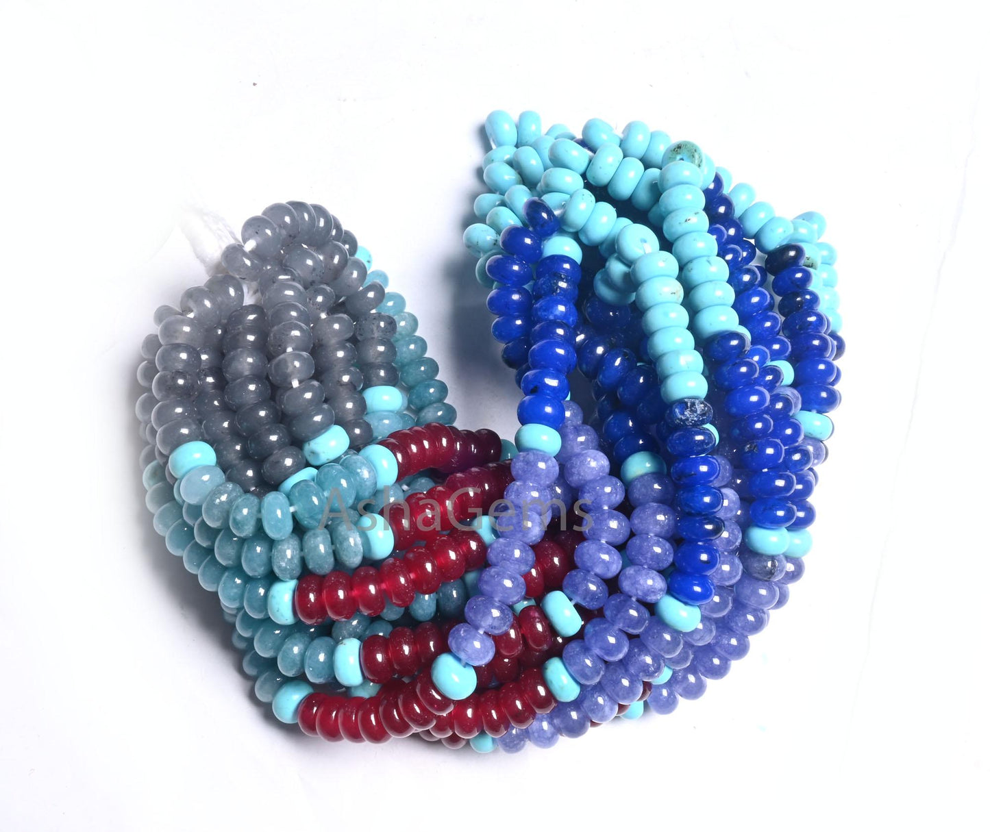 8 mm Beautiful Multi Blue Quartz Smooth Rondelle Beads, AAA mix Color Disco Shaded Blue Cherry Red Quartz Gemstone Beads Jewelry Crafts SALE (AG 12313 )