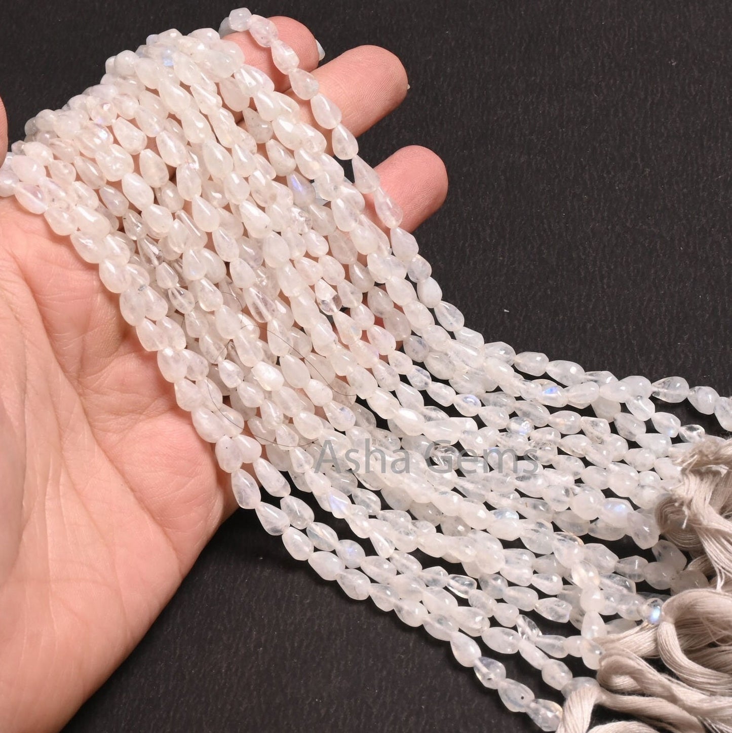 Beautiful Rainbow Moonstone Smooth Drops Shape Beads,13"Natural Blue Fire White rainbow Teardrop Straight Drill handmade Drop Gemstone Beads