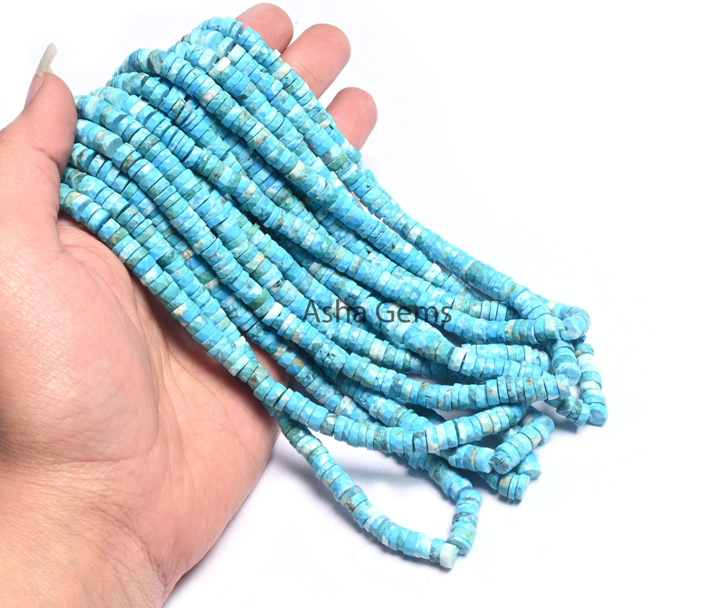 Beautiful Blue Turquoise Howlite Faceted Heishi Tyre Beads,6mm Turquoise Indian Cut Flat Wheel Shape Gemstone Bead Jewelry Making Craft SALE