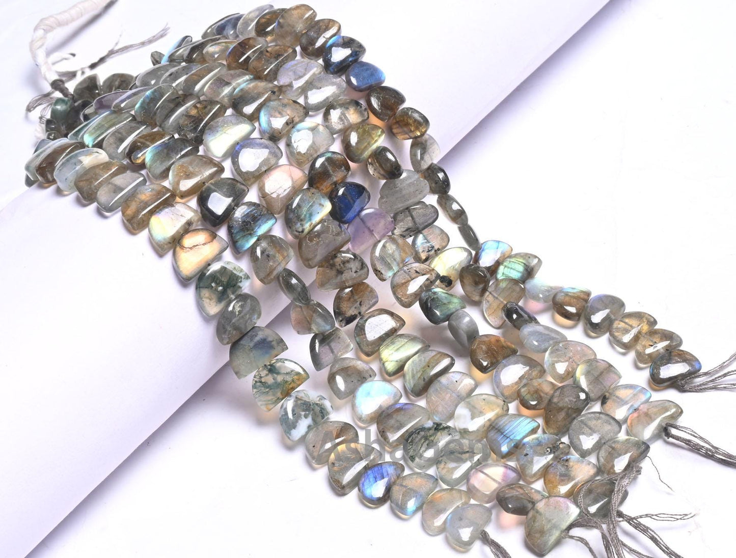Natural Flash Labradorite Fancy D Shape Smooth Beads,8.5" Multi Fire labradorite half Moon Smooth Handmade Gemstone Bead Jewelry Crafts SALE