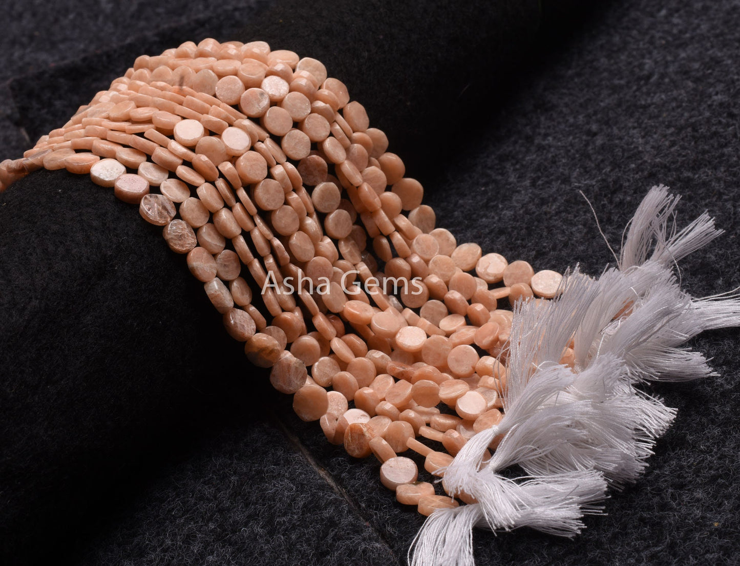 7 mm Fine Peach Moonstone Smooth Flat Coin Beads,13"Strand Moonstone Straight Drill Uneven Shape Coin Handmade Gemstone Bead, Pink Moonstone