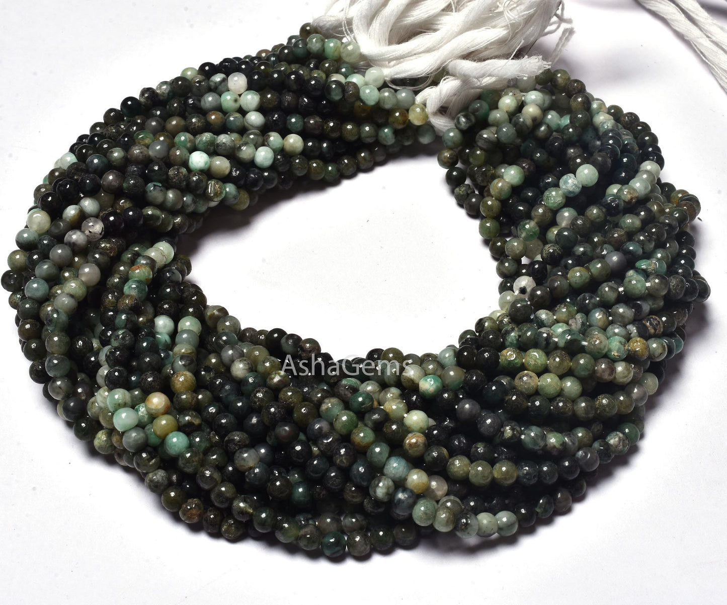 Natural Green Emerald Smooth Shadded Round Shape Beads,4-5mm Emerald Plain Round Loose Beads,13" Full Strand Emerald Smooth Beads,Craft SALE