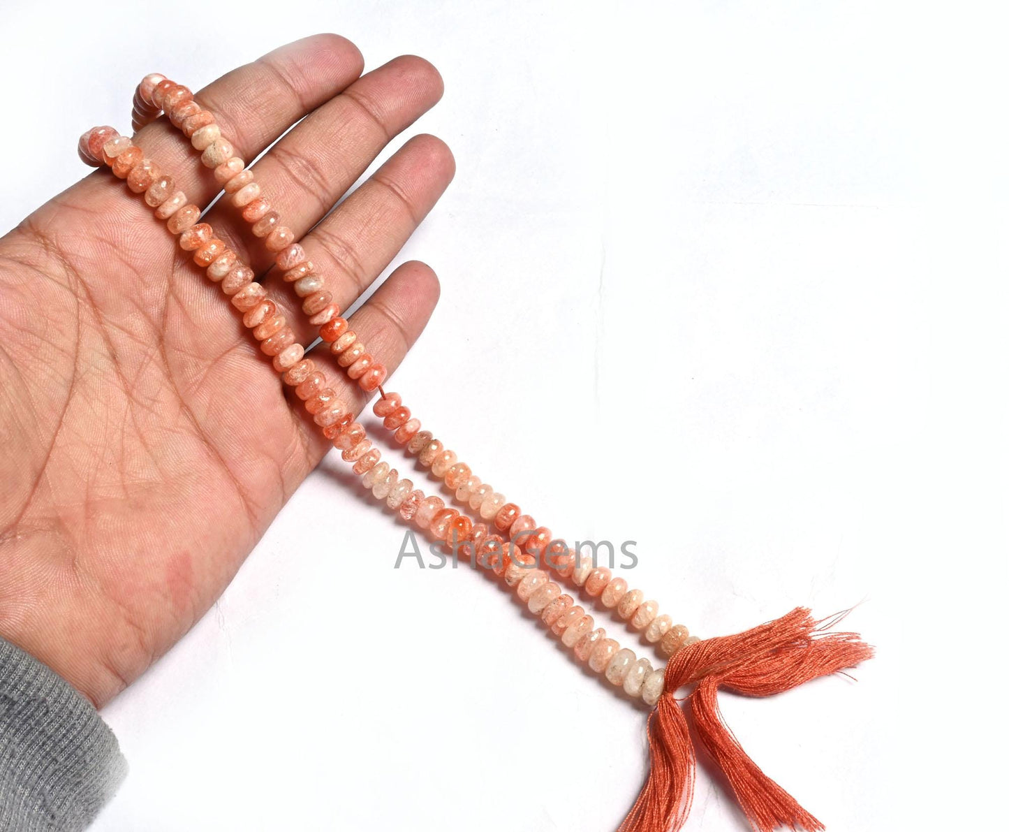 Natural Sunstone Smooth Rondelle shape beads, Shaded Sunstone Plain Handmade Gemstone Loose Beads, Sunstone beads Jewelry making Crafts SALE