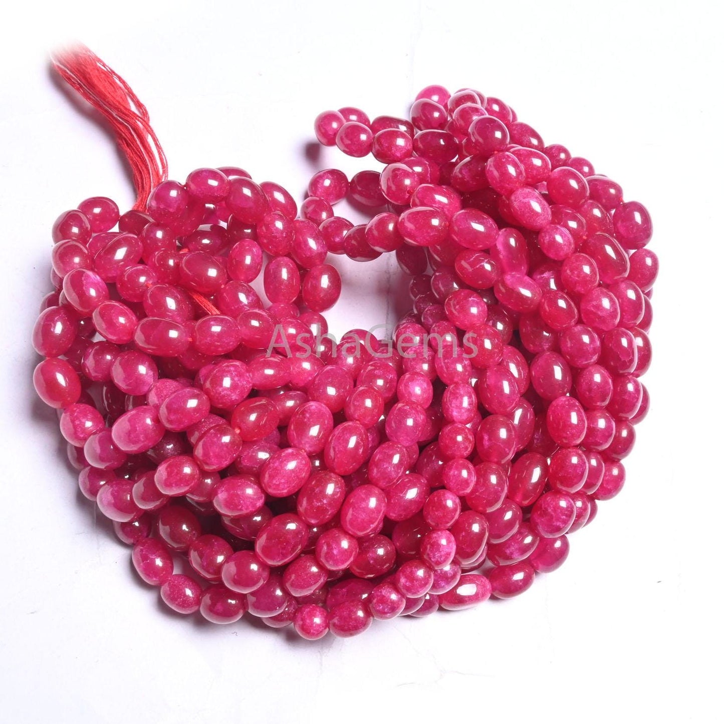 Beautiful Pink Quartz Smooth Puff Oval Shape Beads,9/18" Fine Red Pink Quartz Handmade Oval Straight Drill Gemstone Beads Jewelry Craft SALE