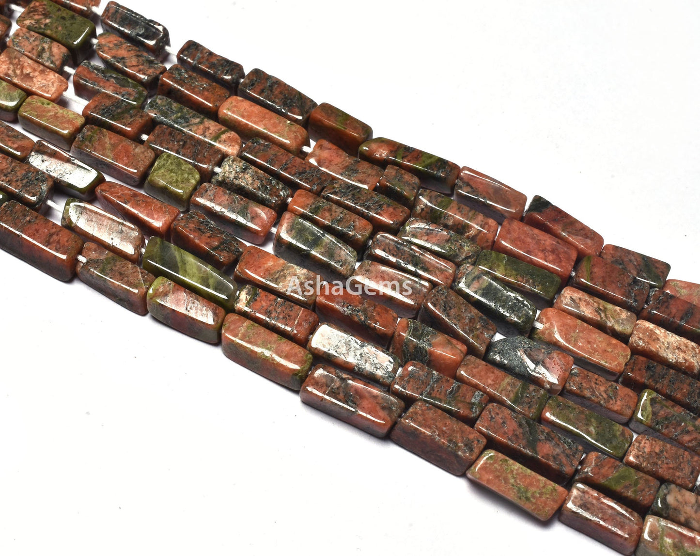 Natural Unakite Smooth Uneven Rectangle Beads Beautiful Unakite Handmade Gemstone Beads 12.5" Strand Unakite Briolette Jewelry Beads Crafts