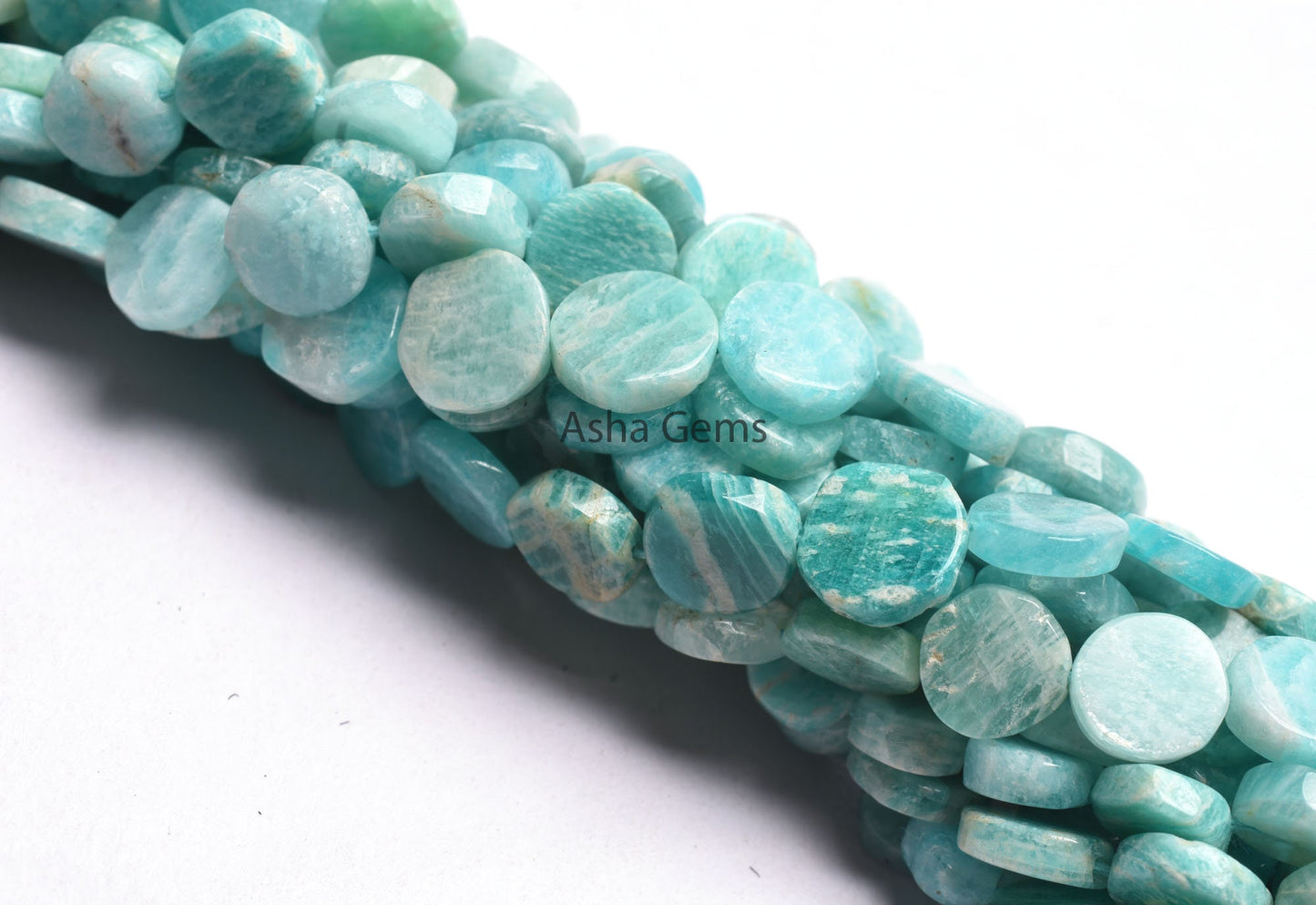 Beautiful Amazonite Smooth Coin Gemstone Beads,13" Natural Blue Amazonite Uneven Coin Straight Drill Handmade Bead, Amazonite Beads Jewelry