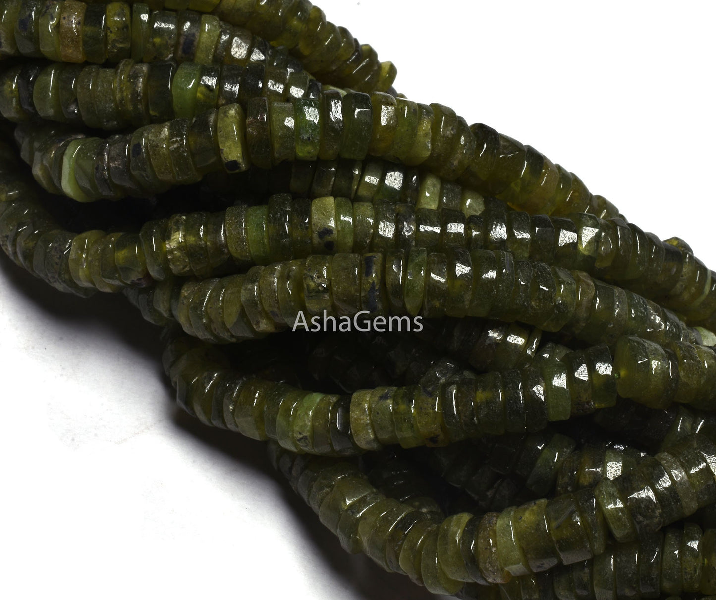 Natural Green Vessonite Smooth Heishi Tyre Gemstone beads,6mm Vessonite Plain Wheel Shape Beads Strand Bessonite Beads For Jewelry SALE