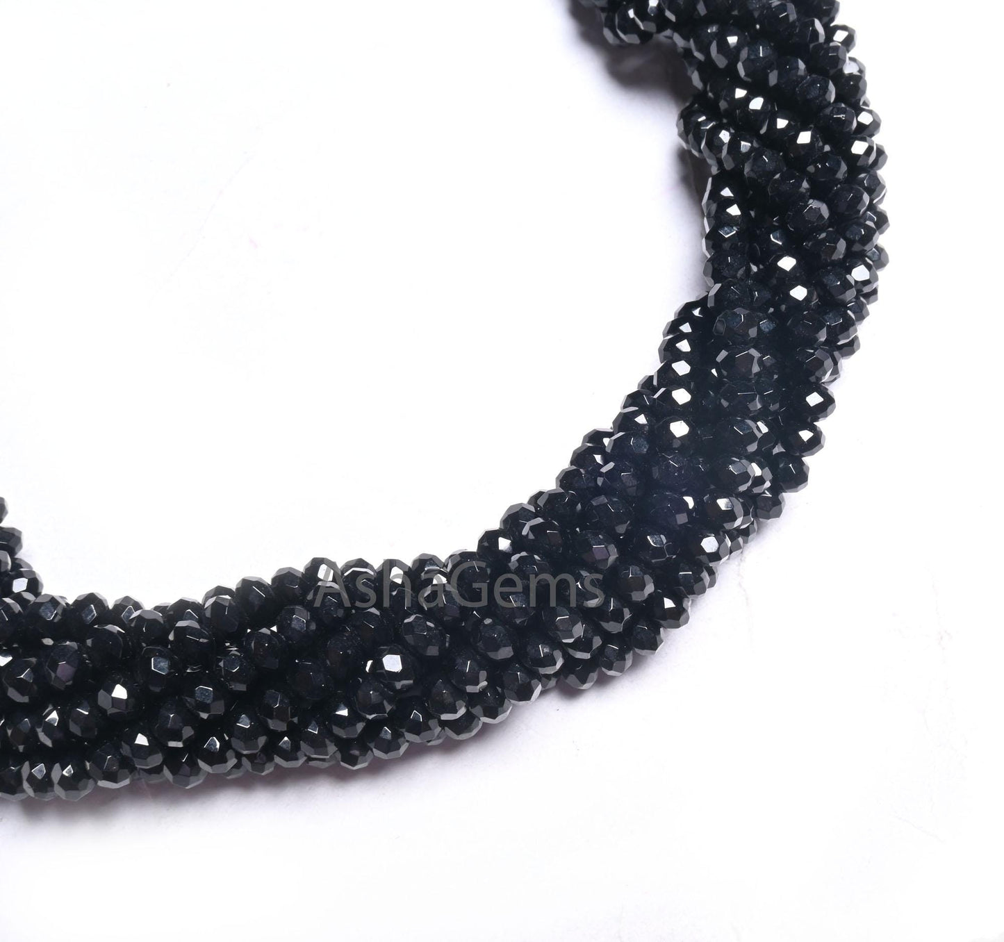4 mm Beautiful Black Jade Quartz faceted Rondelle Shape Beads,14" AAA Coal Black Jade Quartz machine cut Gemstone Beads Jewelry Crafts SALE