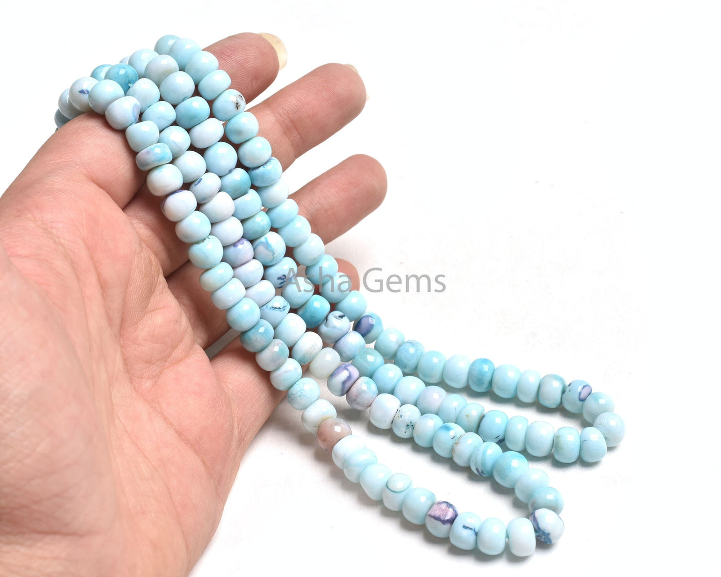 Beautiful Blue Opal Smooth Rondelle Shape Beads,8 mm Shaded Blue Opal Plain Roundelle Gemstone Beads opal Strand For Jewelry Handicraft SALE