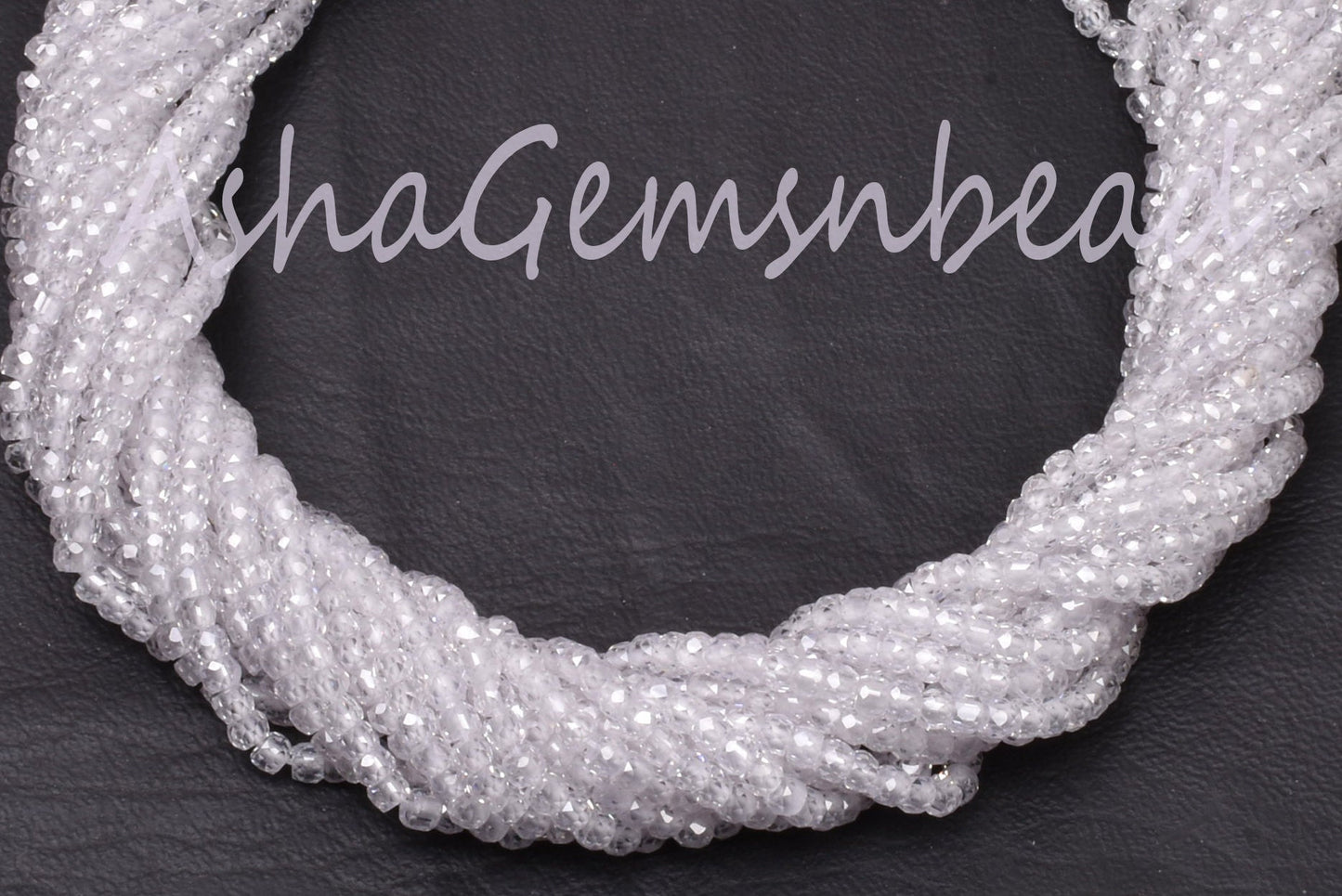 Beautiful White Zircon Faceted Rondelle Beads, 13" Strand, Cubic Zircon Micro Cut Beads, 3 mm, Clear White Zircon Machine Cut Beads, Jewelry