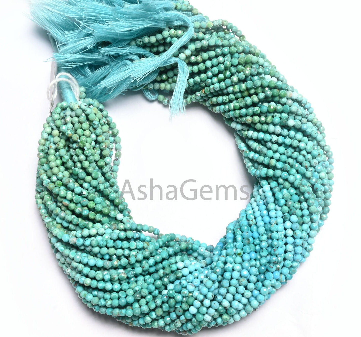 3 mm Tibetan Turquoise Faceted Gemstone Beads,13" Strand Natural Tibetan Turquoise Micro Cut Rondelle Beads, Fine Shaded Blue Turquoise Bead (AG 15039 c)